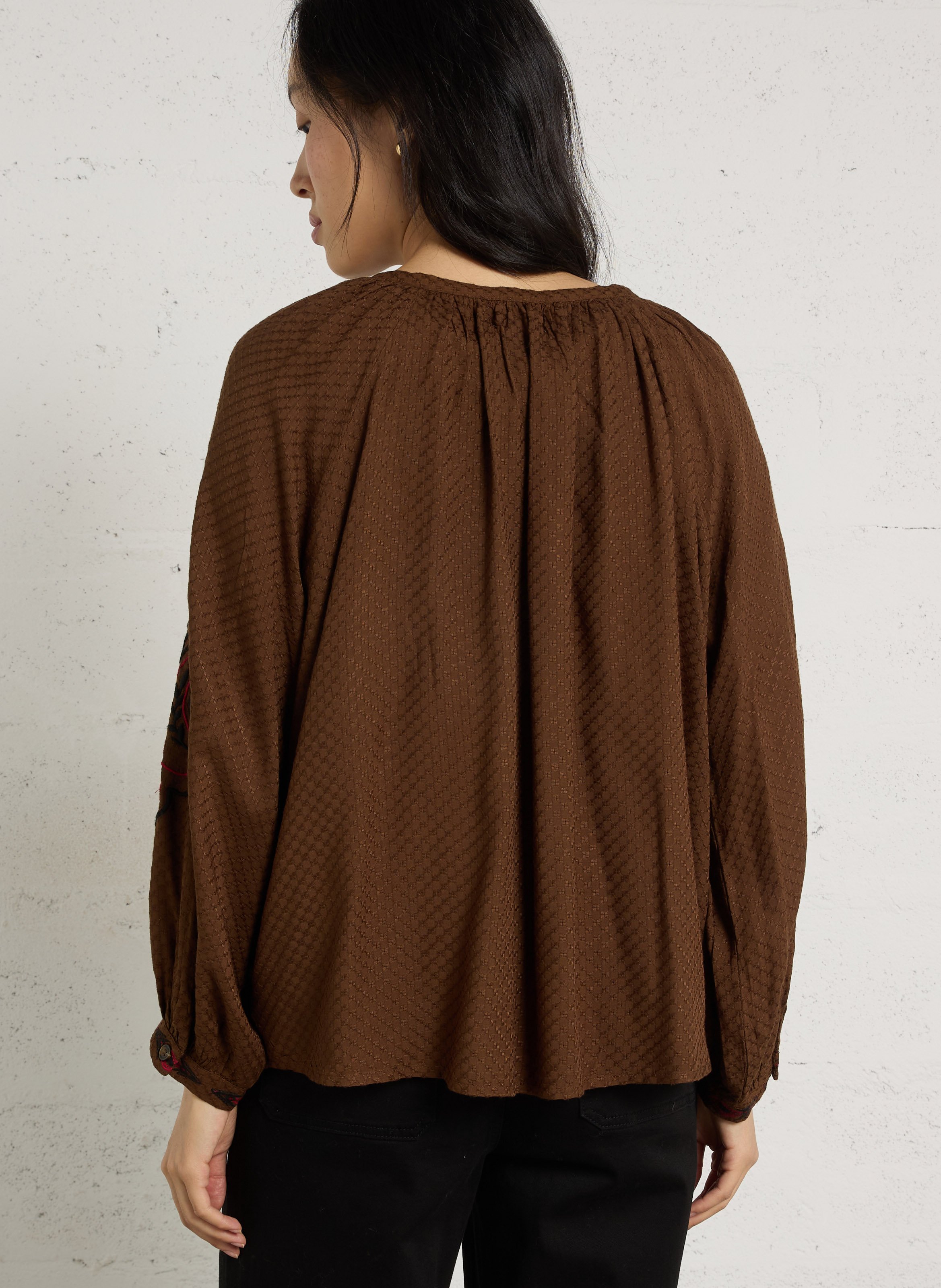 Embroidered blouse with Henley collar LA PETITE ETOILE White