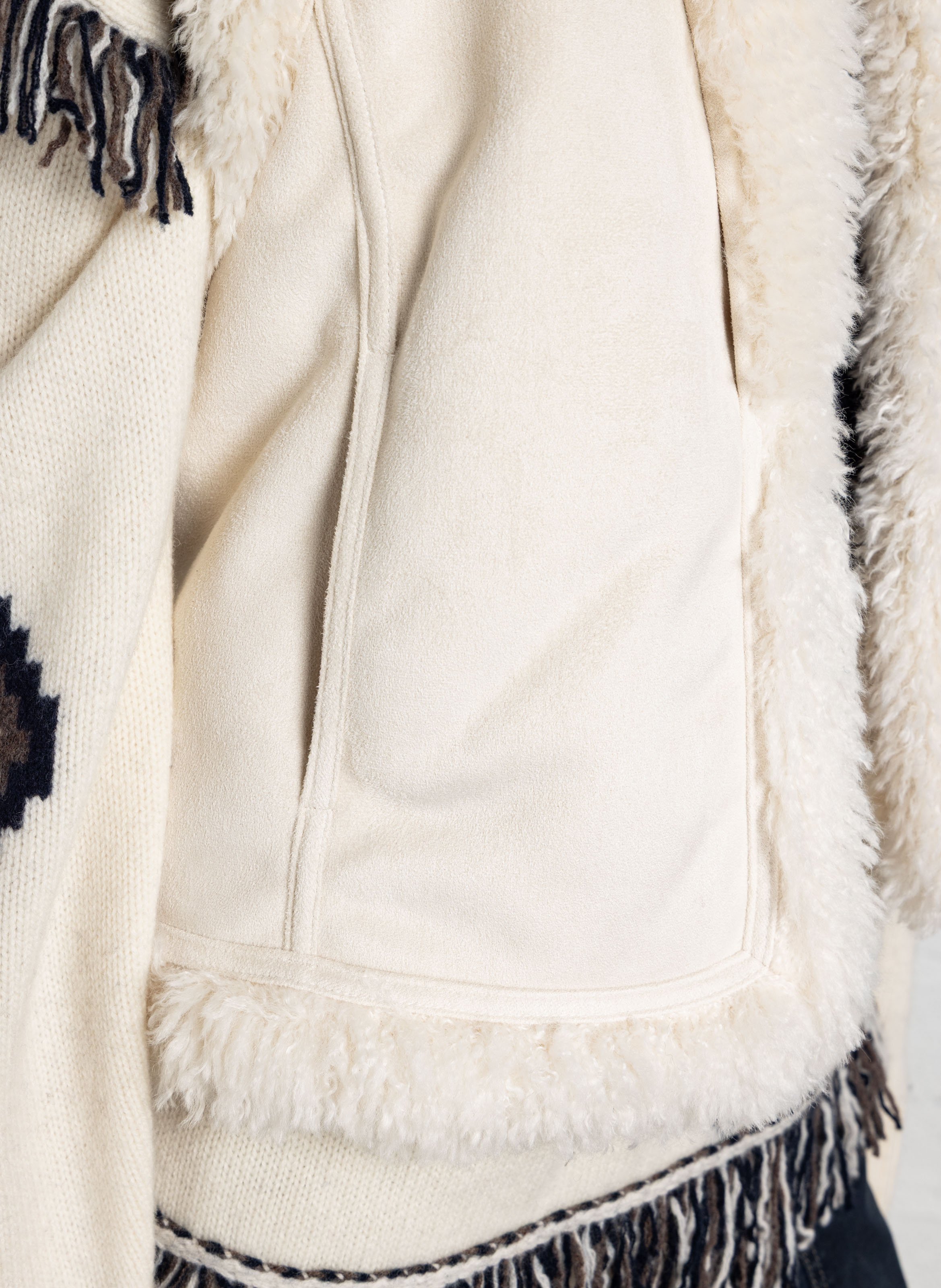 Sleeveless faux fur-effect coat SUD EXPRESS White