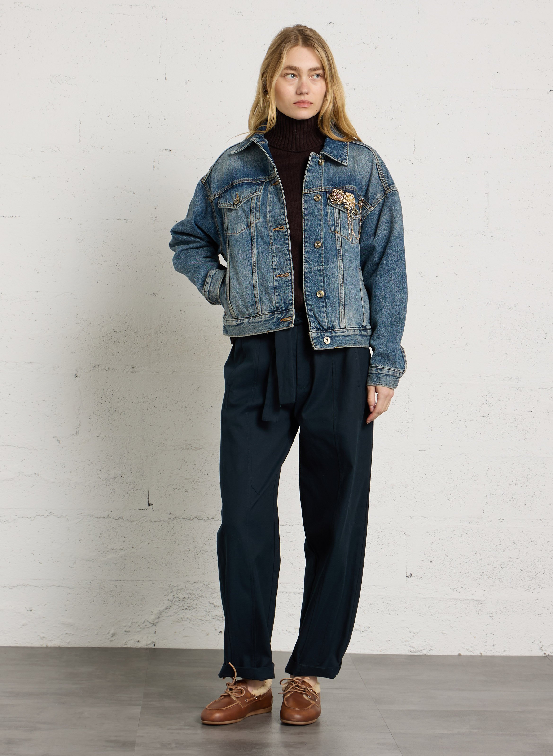 Straight bow trousers SEE U SOON Blue