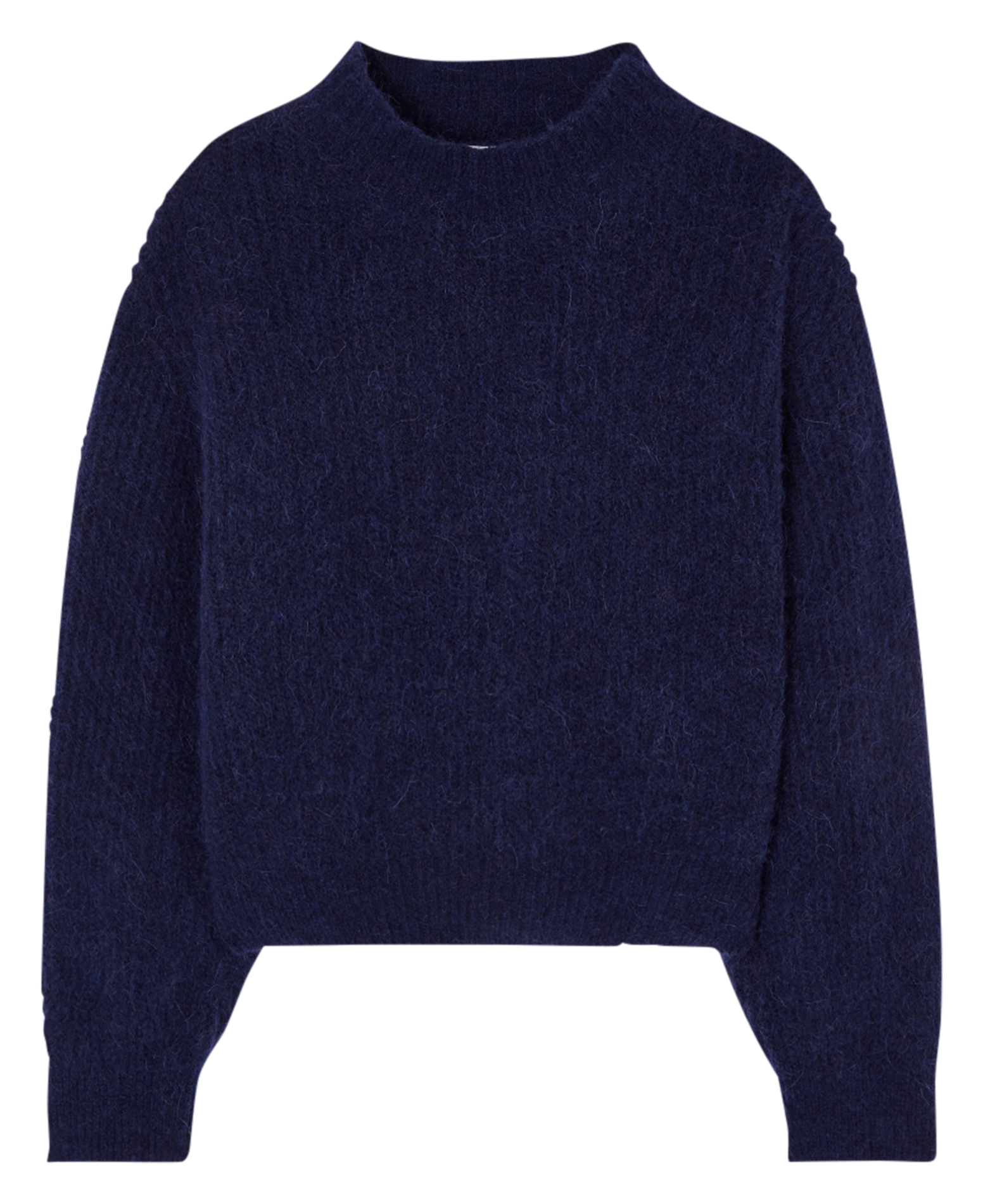 Mixed-knit high-neck jumper Navy chine American Vintage