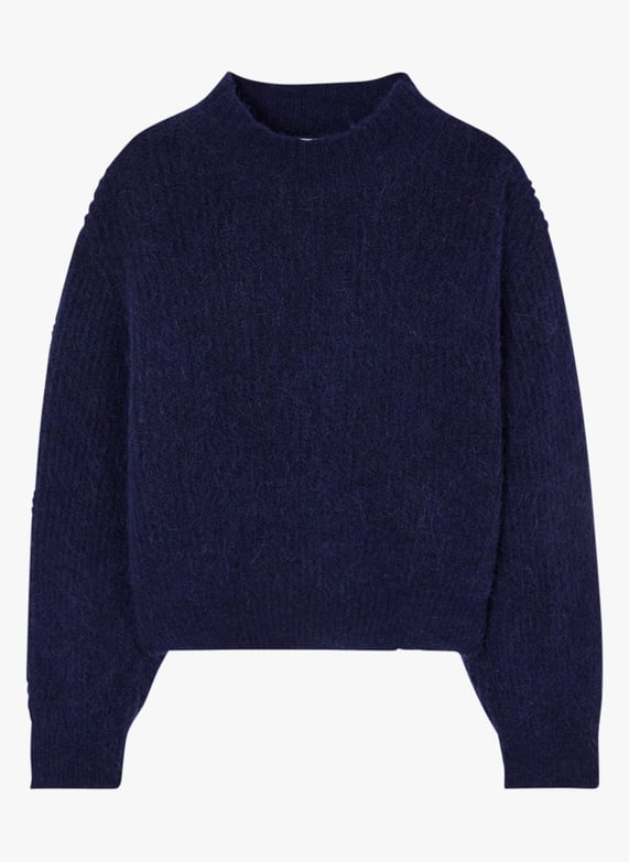 Gebreide trui met opstaande kraag materiaalblend Blauw American