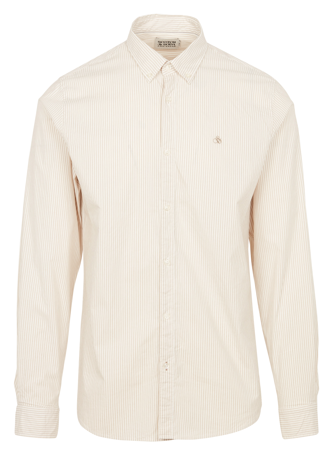 Chemise col classique rayée en coton bio mélangé SCOTCH AND SODA Beige