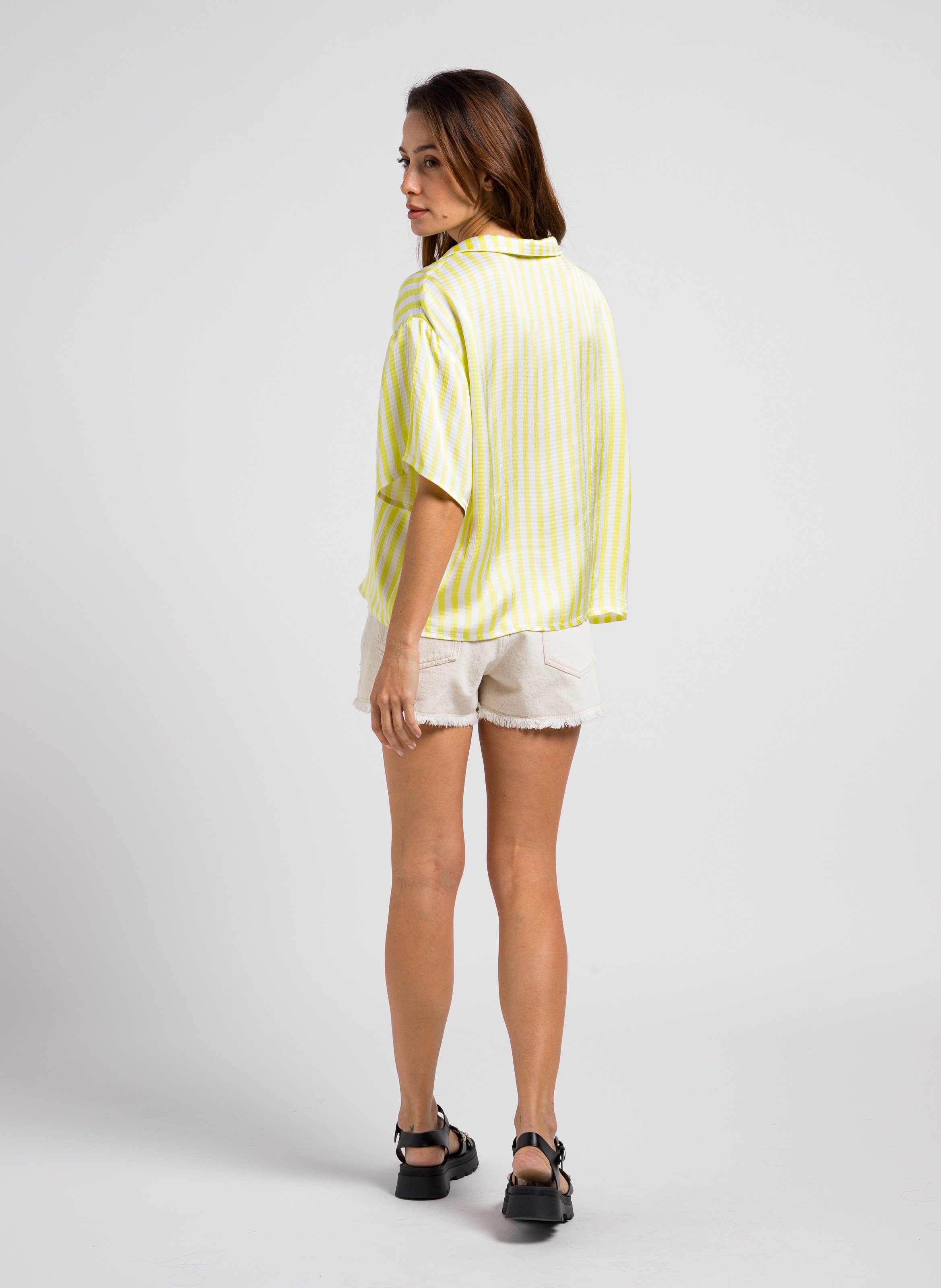 High-waisted shorts in recycled cotton AMERICAN VINTAGE Beige