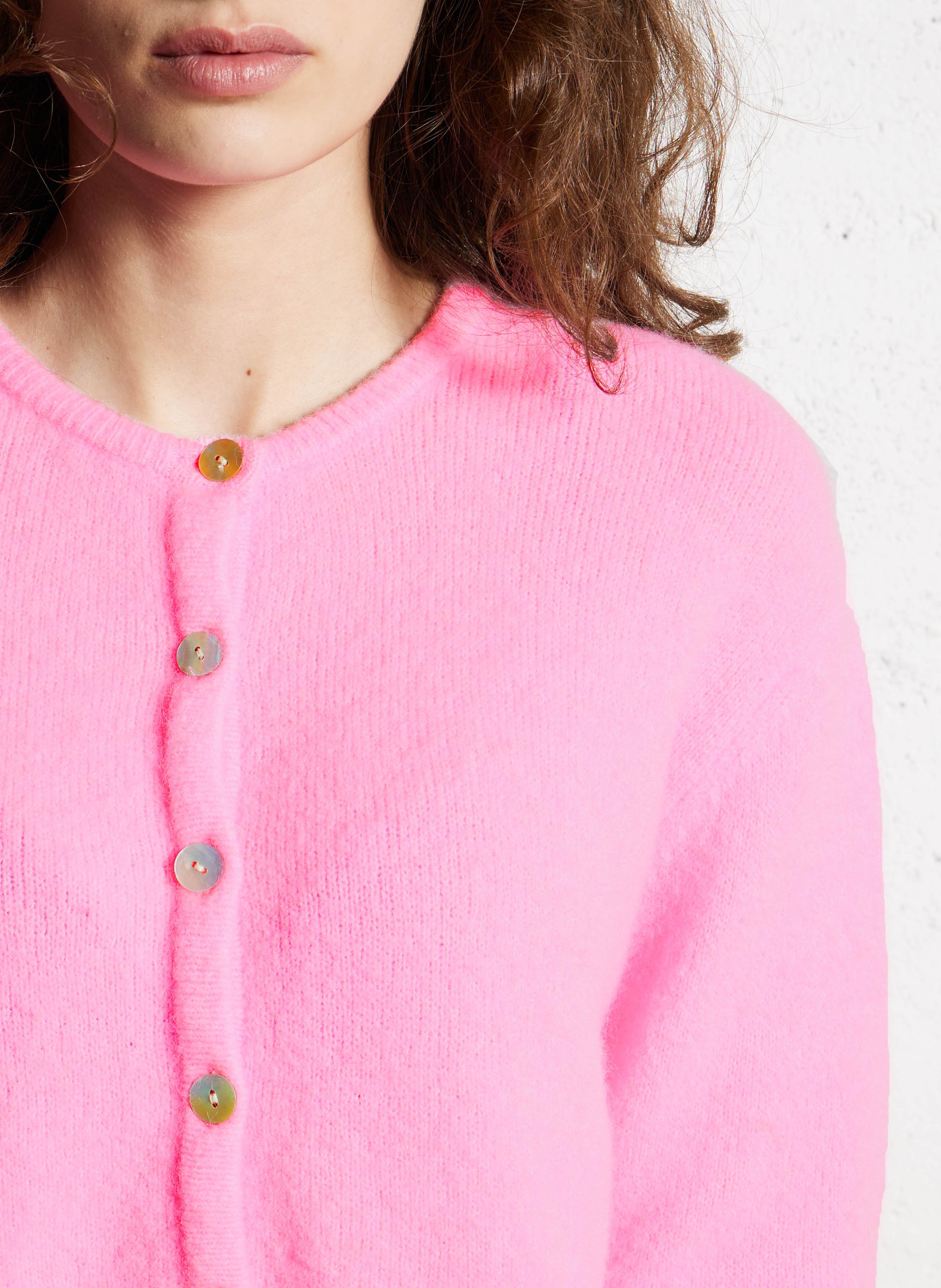 Loose-fit wool-blend cardigan with round neck AMERICAN VINTAGE Pink