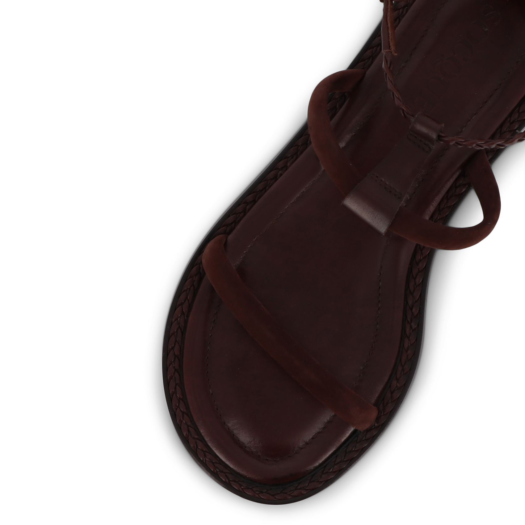 Sandales plates à brides en cuir SOCQUE PARIS Marron