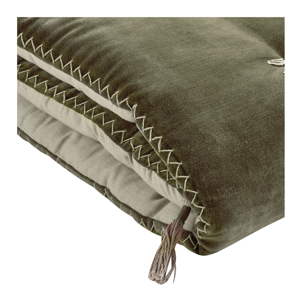 Futon mattéo en velours de coton et lin - 180 x 80 cm - kaki BLANC D'IVOIRE Vert