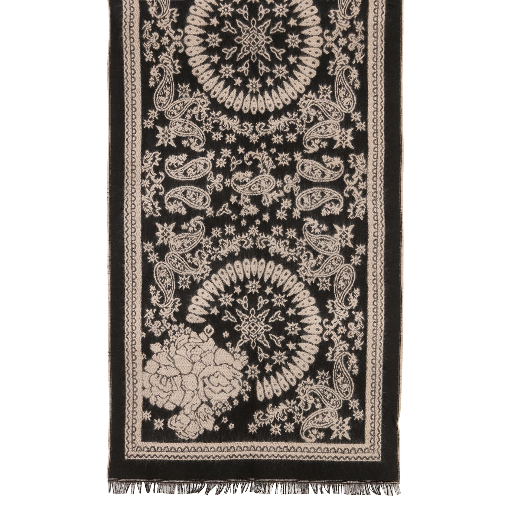 Echarpe imprimée finitions frangées ONE STEP Noir