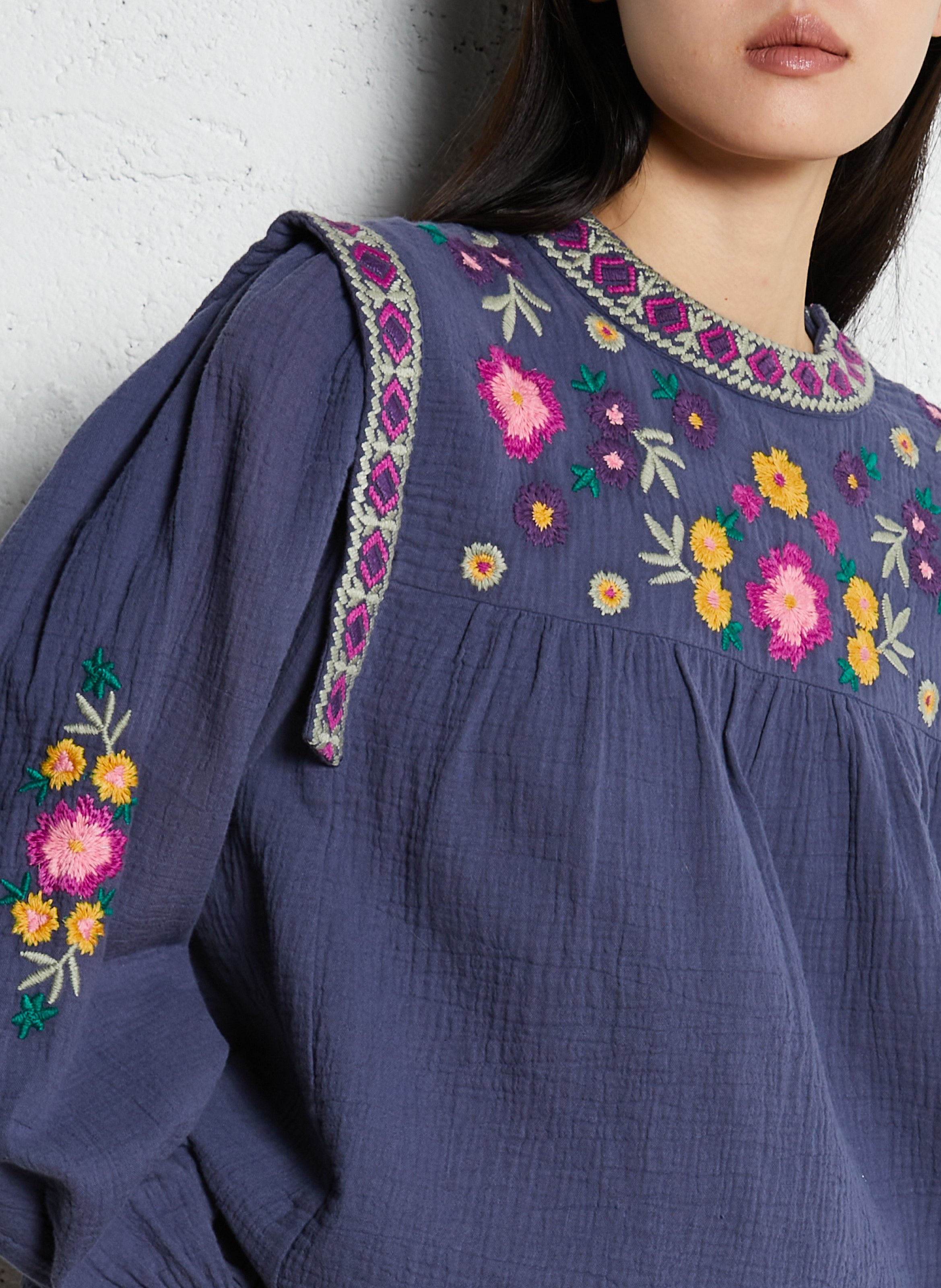 Round-neck cotton blouse LOUISE MISHA Blue
