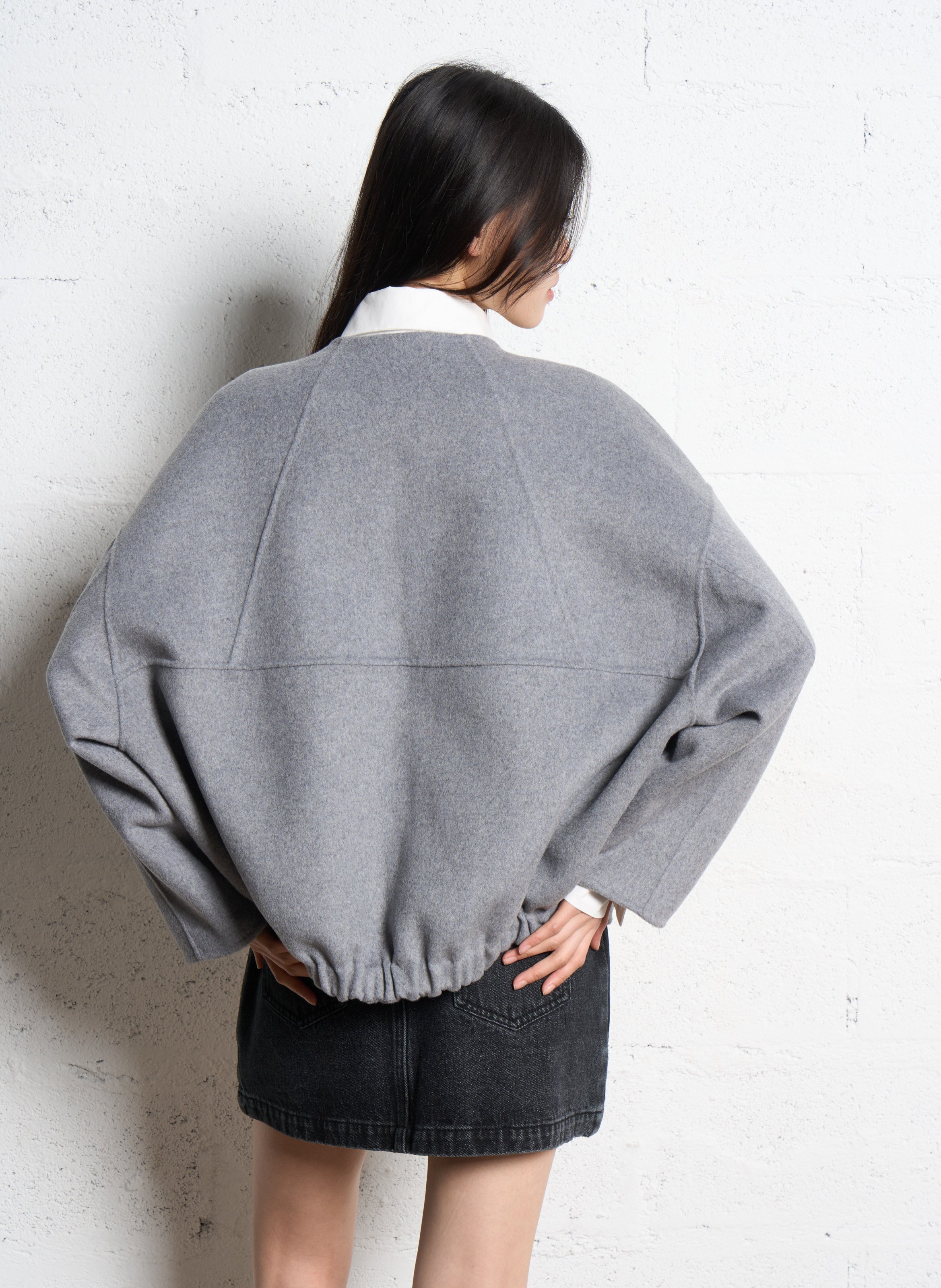 Blouson oversize en laine recyclée mélangée SUNCOO Gris