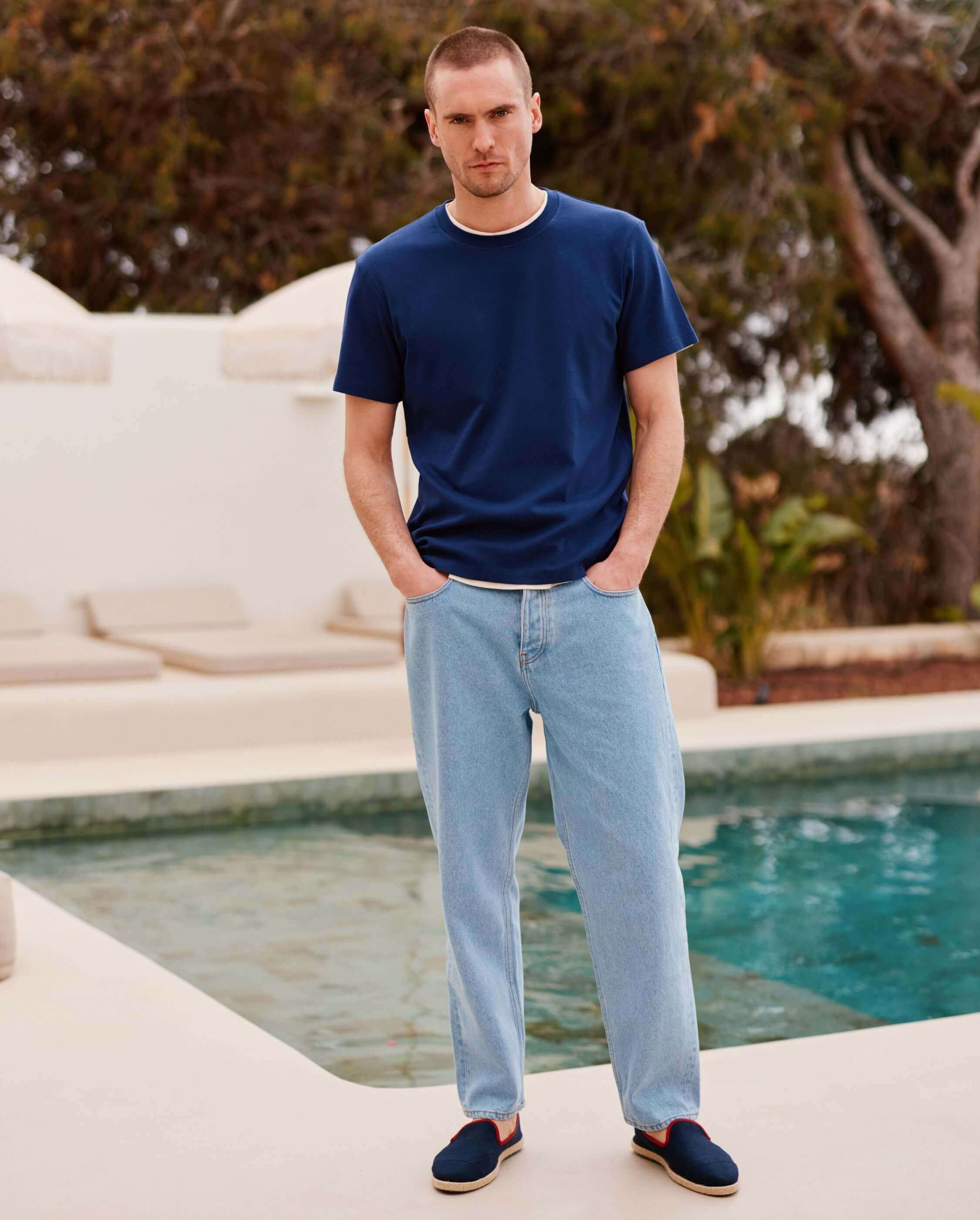 Men's cotton espadrilles, navy red ANGARDE Blue