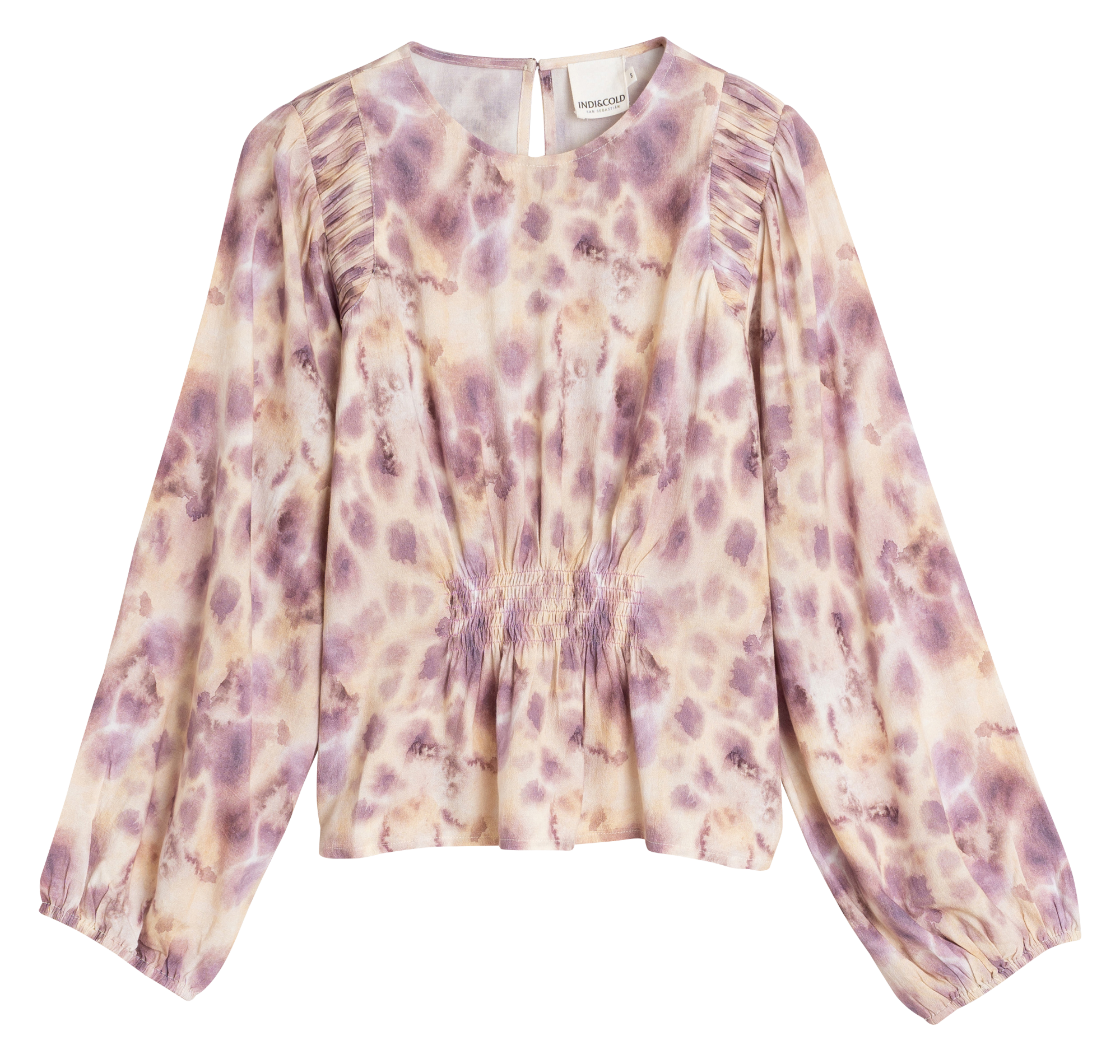 Fitted round neck top with print INDI &amp; COLD Purple