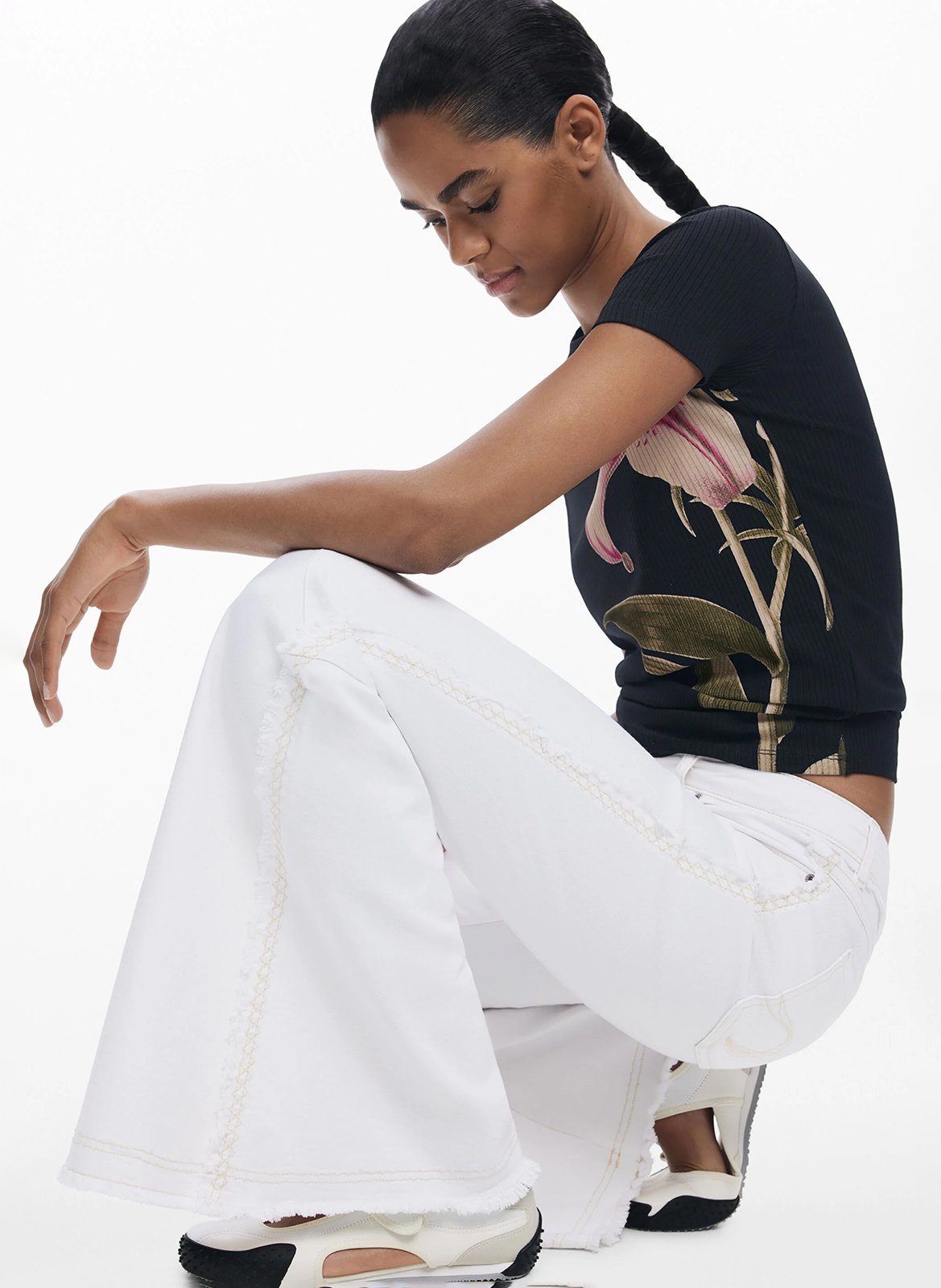 Jean patte d'eph en coton mélangé DESIGUAL Blanc