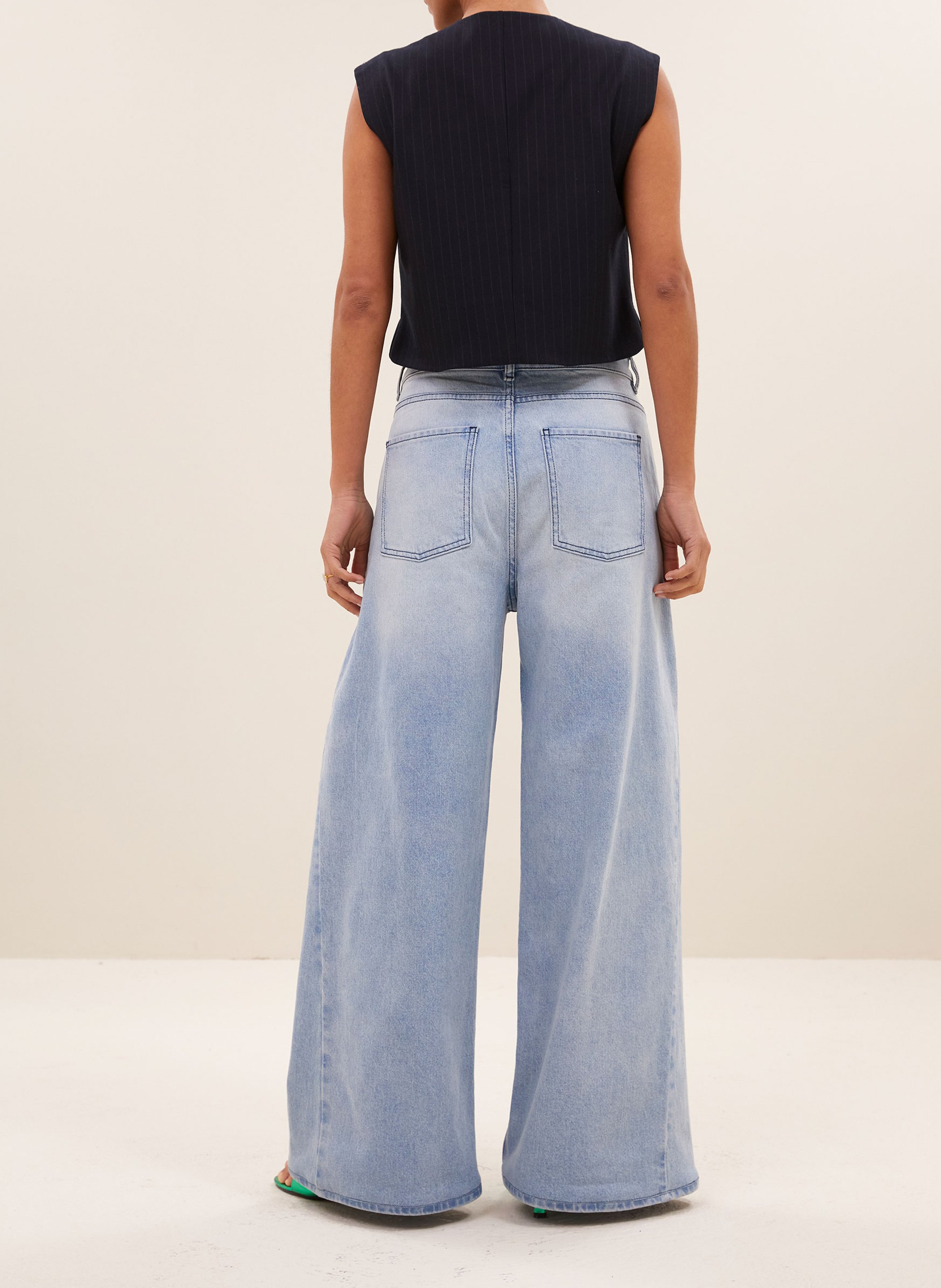 Korte getailleerde gestreepte vest met knopen BY BAR Blauw