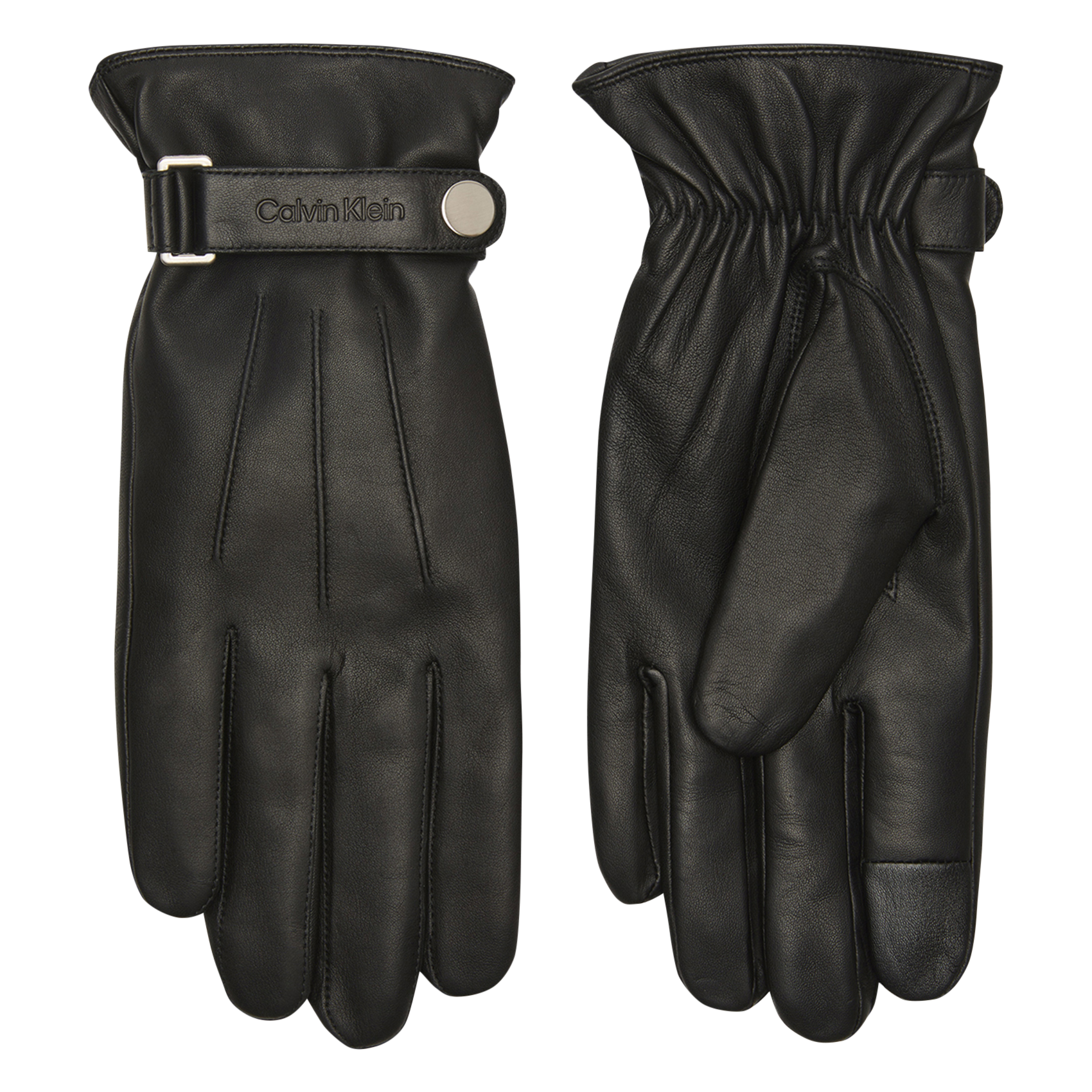 Gants unis en cuir  CALVIN KLEIN Noir