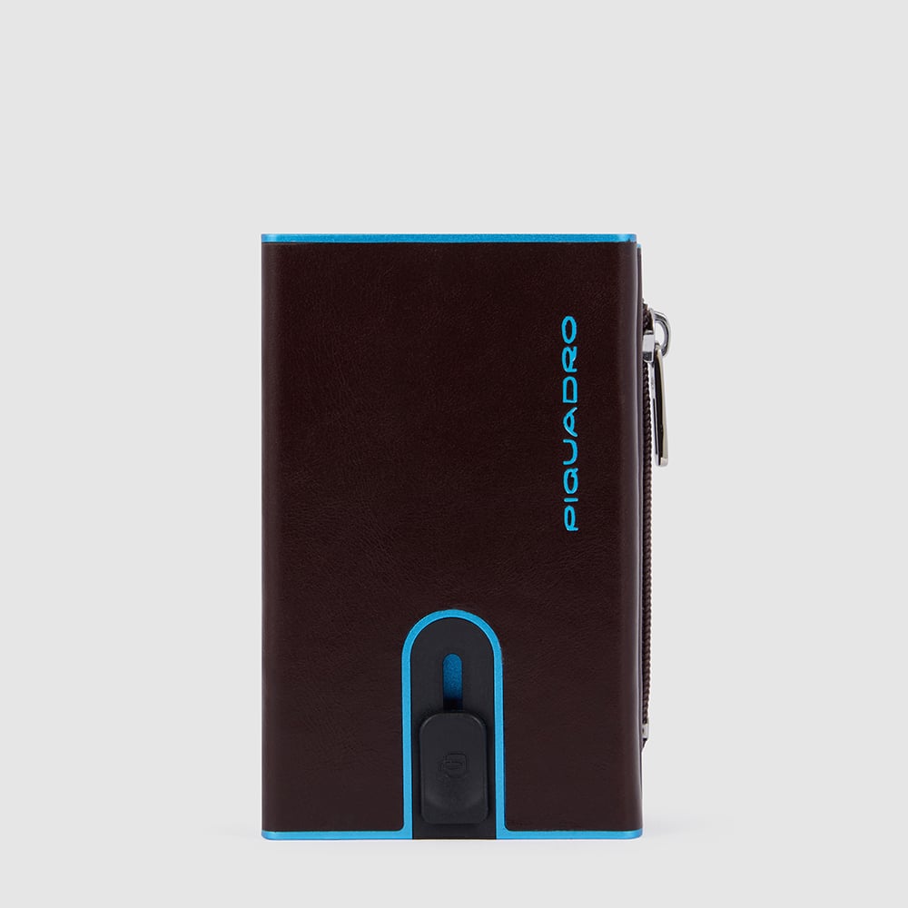 Wallet with sliding system and coin pocket PIQUADRO Brown