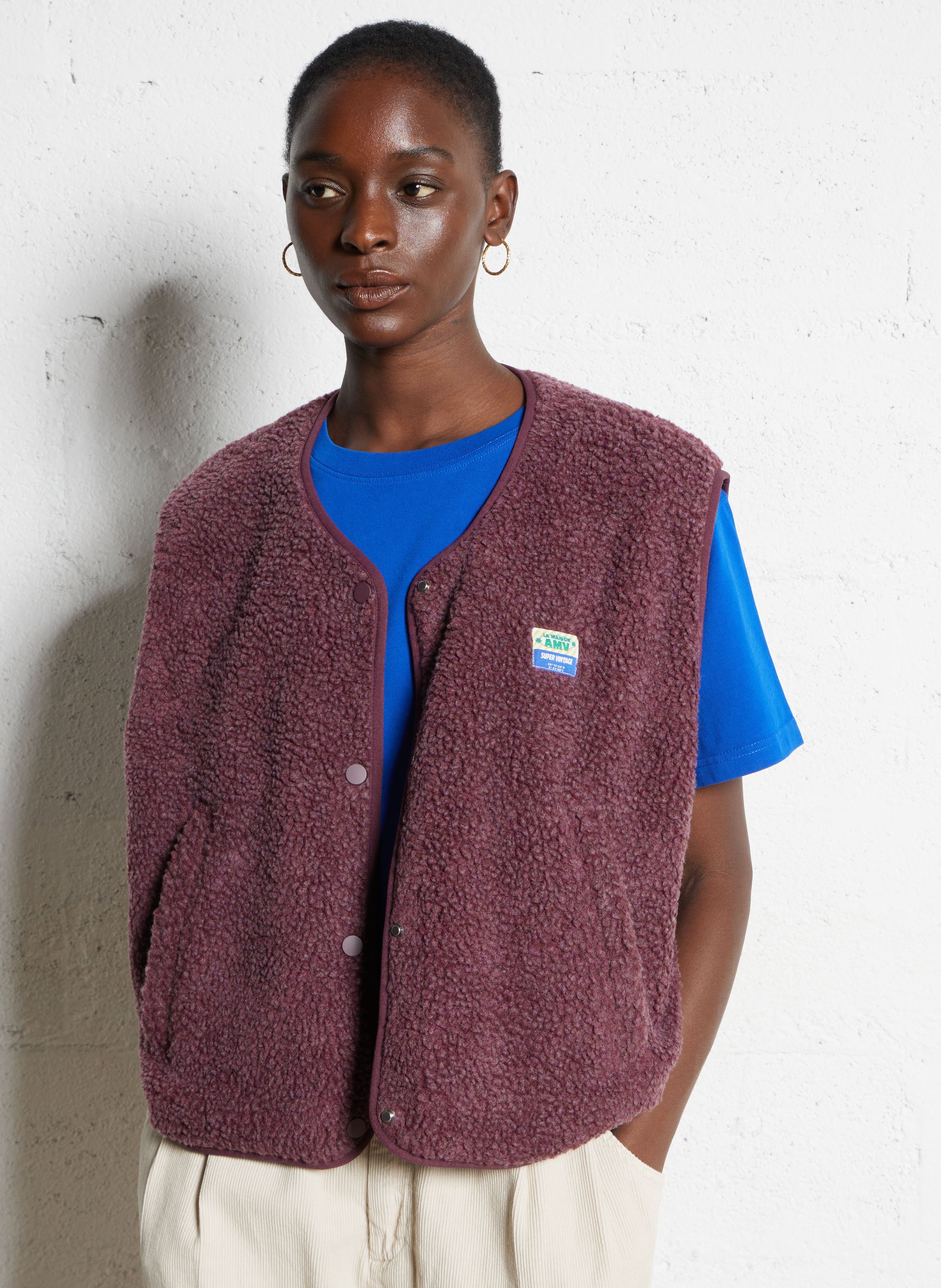 Weste aus Sweatstoff mit Rundhalskragen AMERICAN VINTAGE