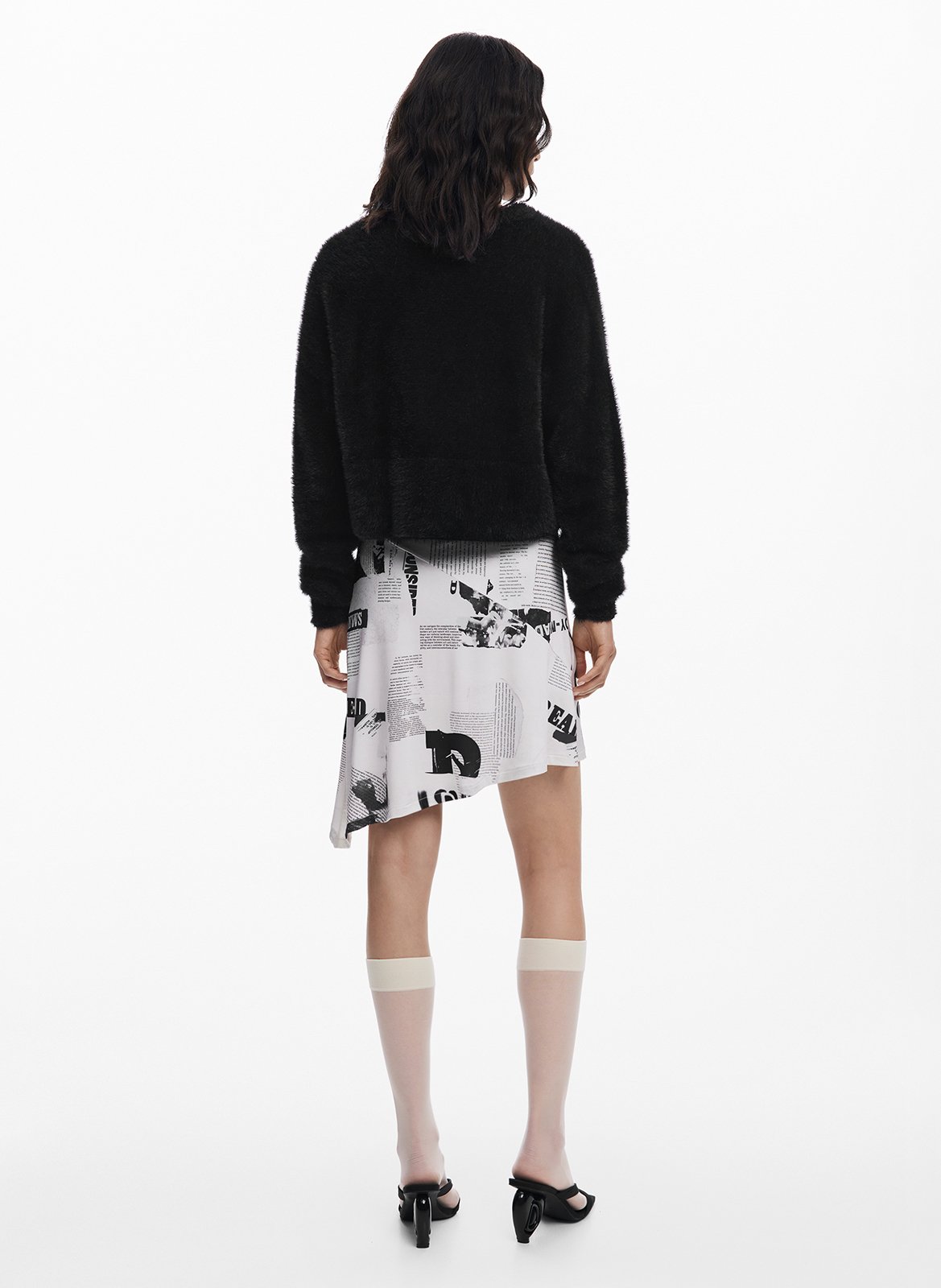 Robe 2 en 1 à imprimé journal DESIGUAL Noir