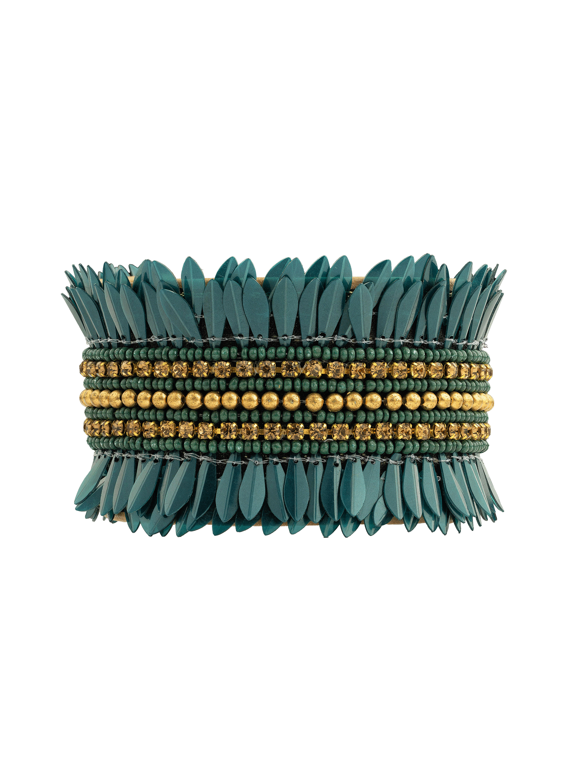 Adjustable beaded cuff bracelet HIPANEMA Green
