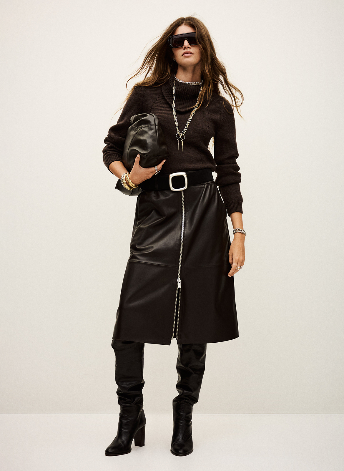 Boat-neck contrast-knit wool sweater  BA&SH Brown