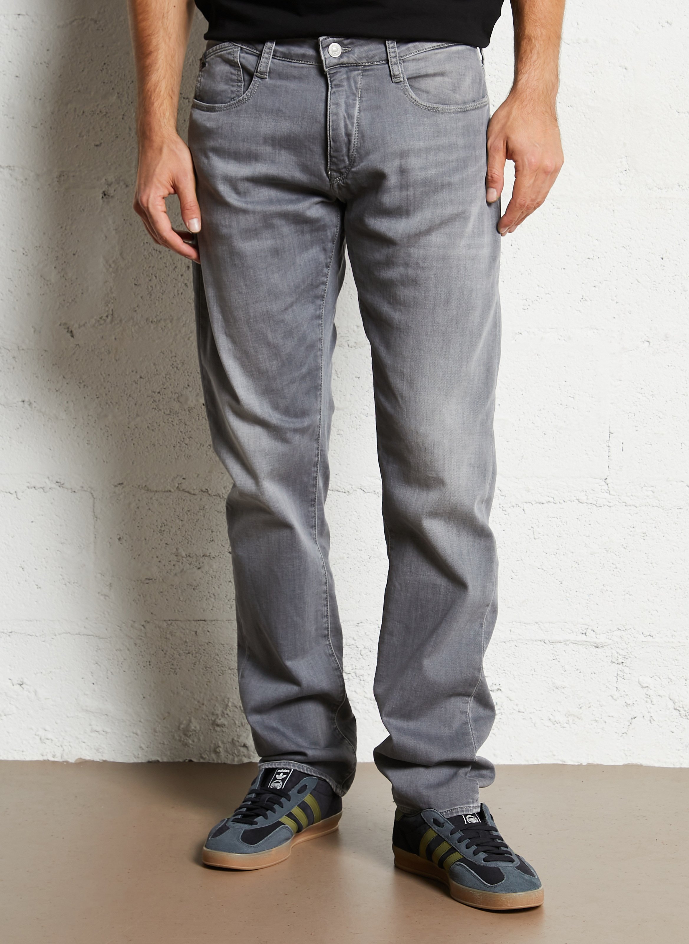 Cotton-blend straight jeans LE TEMPS DES CERISES Grey