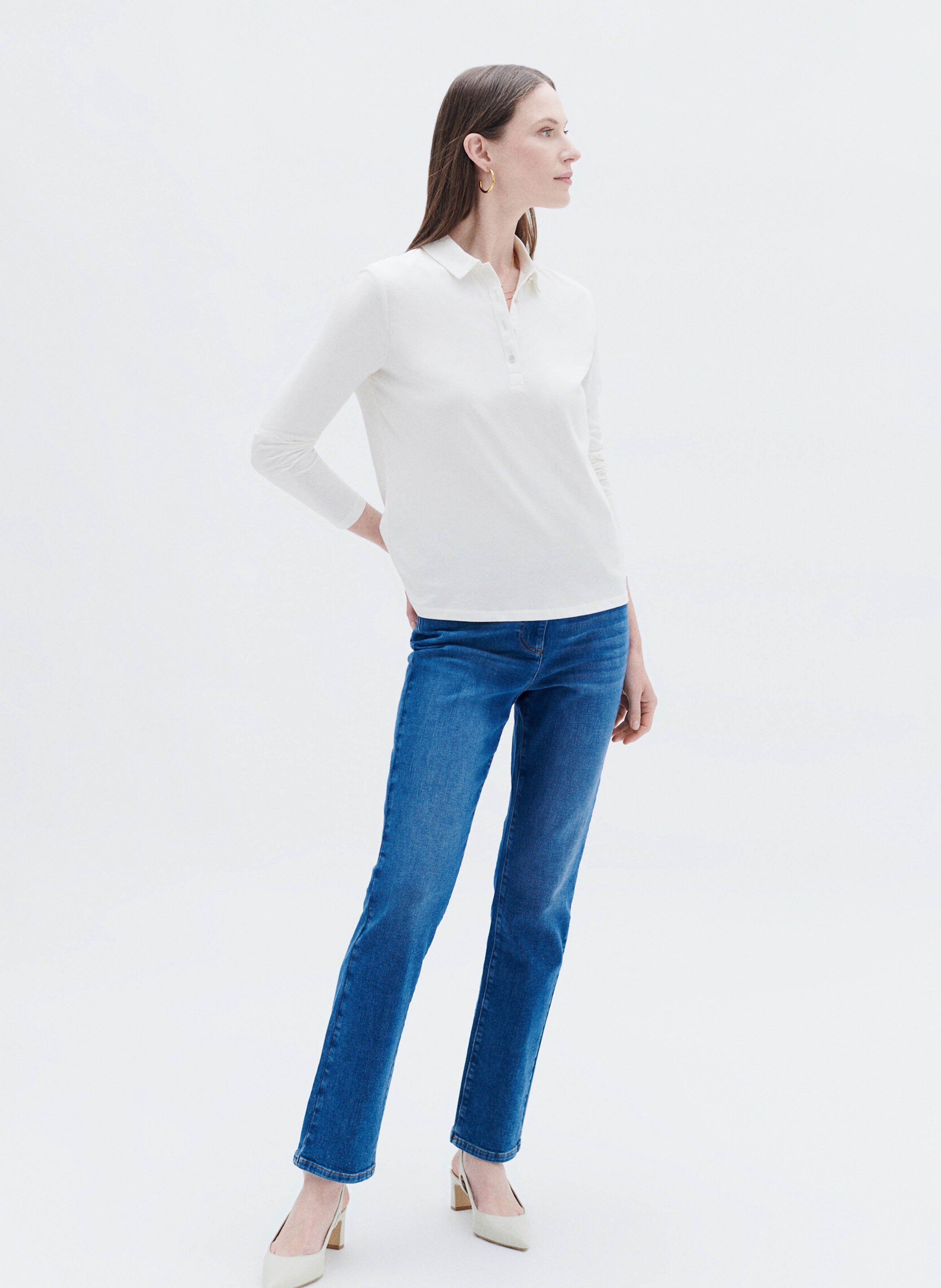 Cotton T-shirt with polo collar CAROLL White