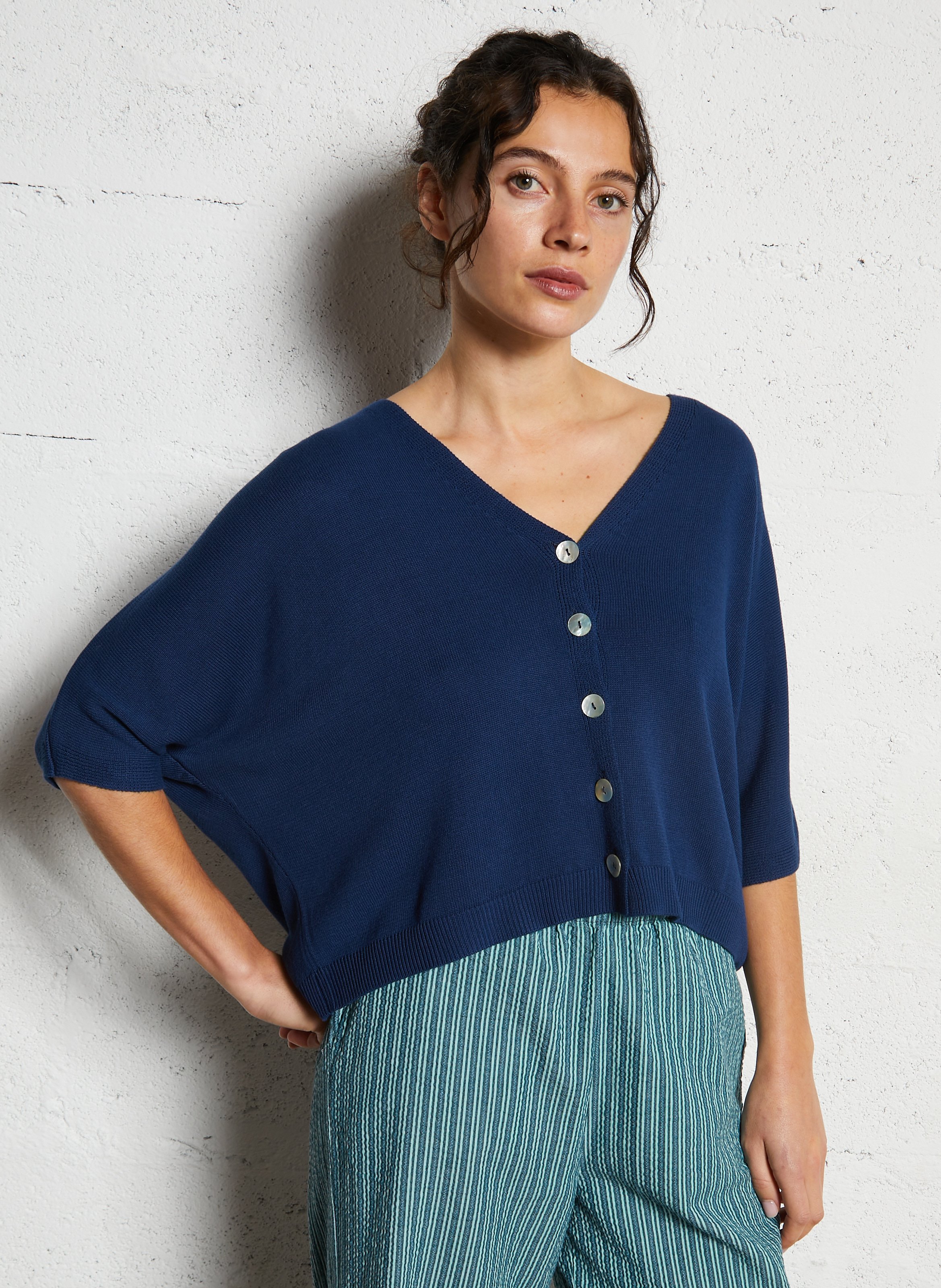 Vest met sjaalkraag NICE THINGS Blauw