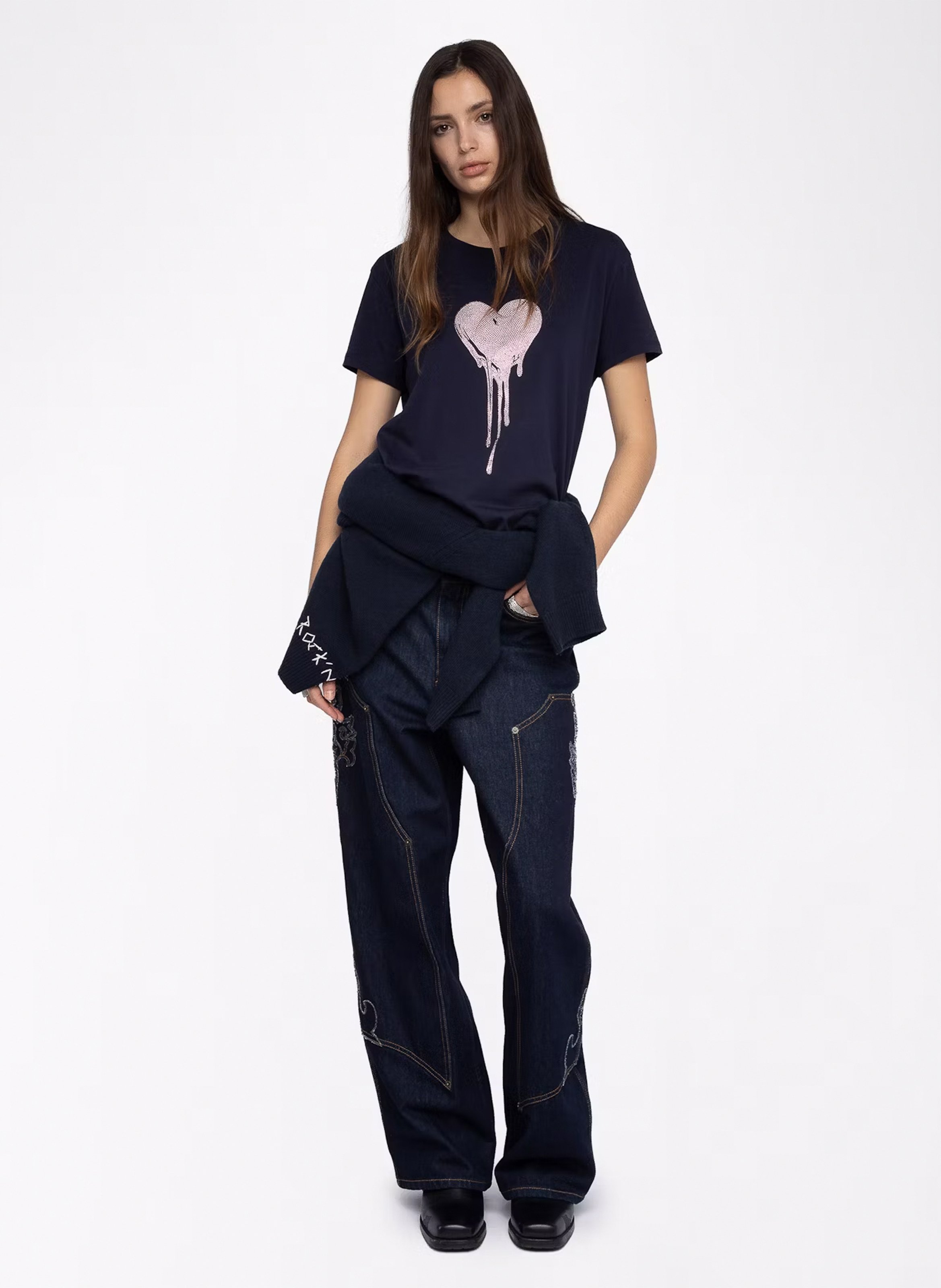 Tee-shirt droit col rond en coton ZADIG&VOLTAIRE Bleu