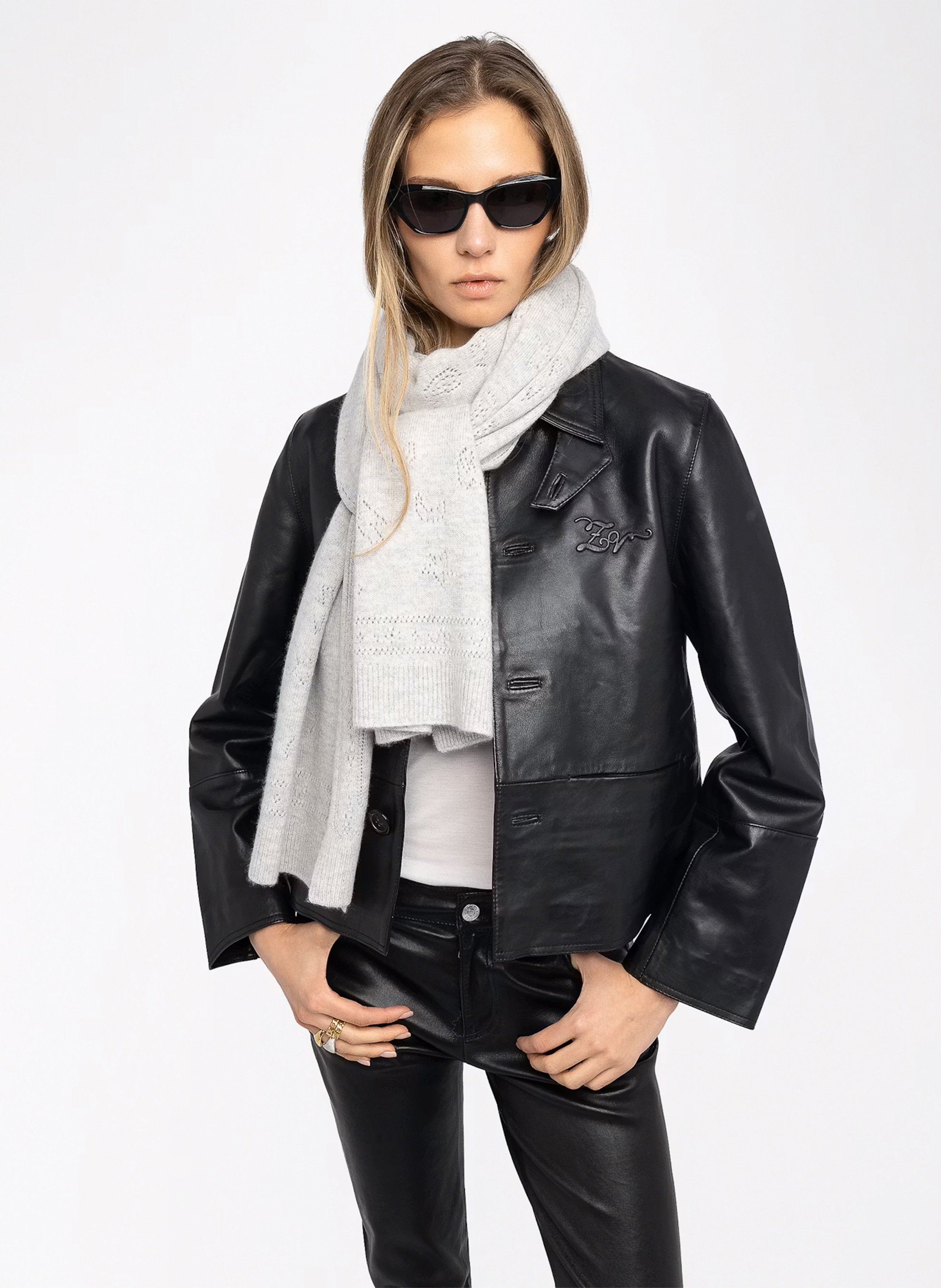 Einfarbiger Schal aus Wolle und Kaschmir ZADIG&VOLTAIRE Grau