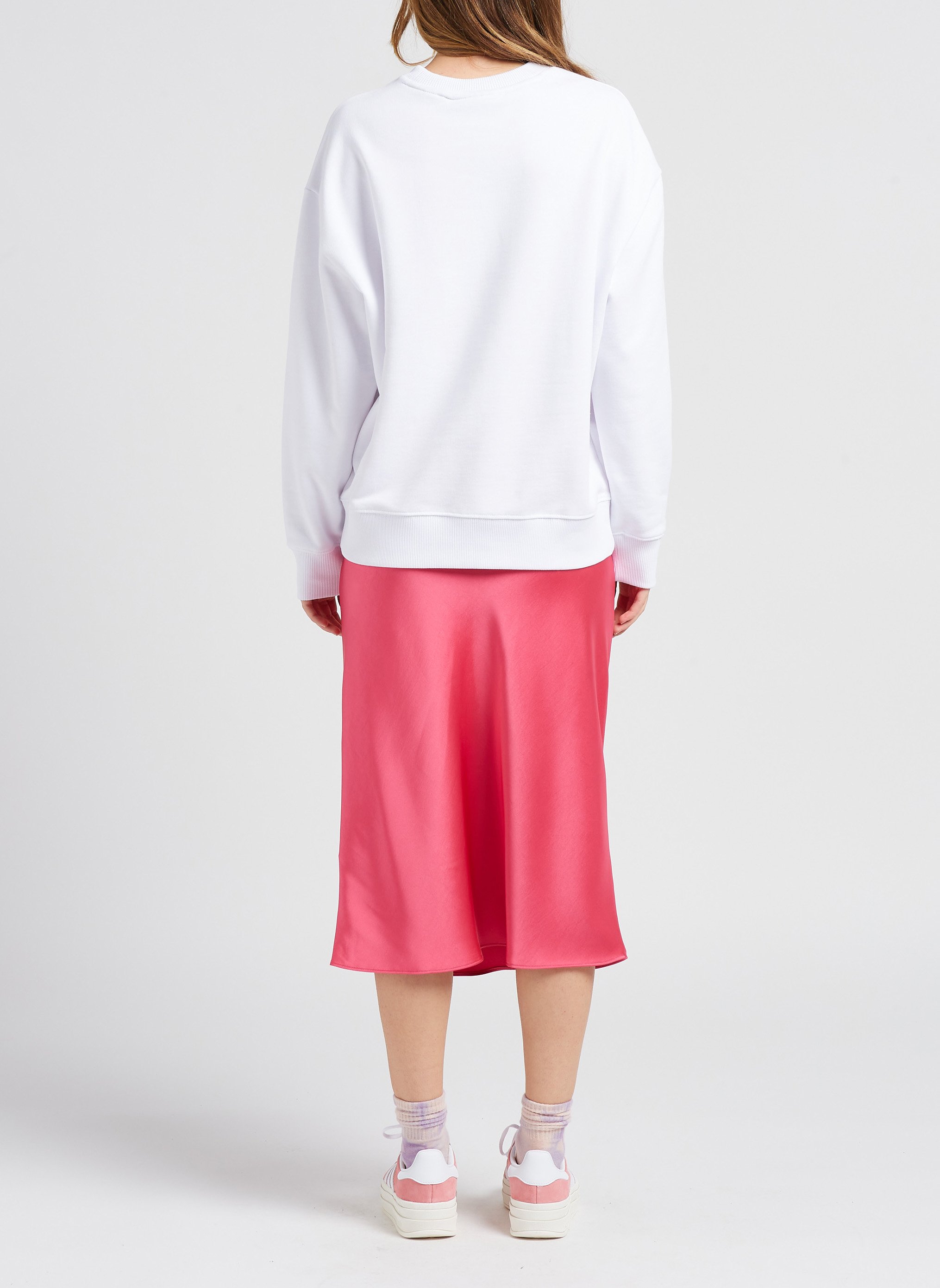 Round-neck organic cotton sweatshirt with screen print SCOTCH AND SODA White