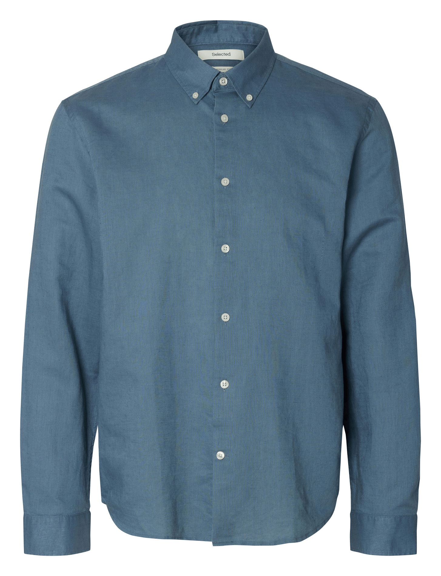 Blouse met klassieke kraag - linnenblend SELECTED Blauw