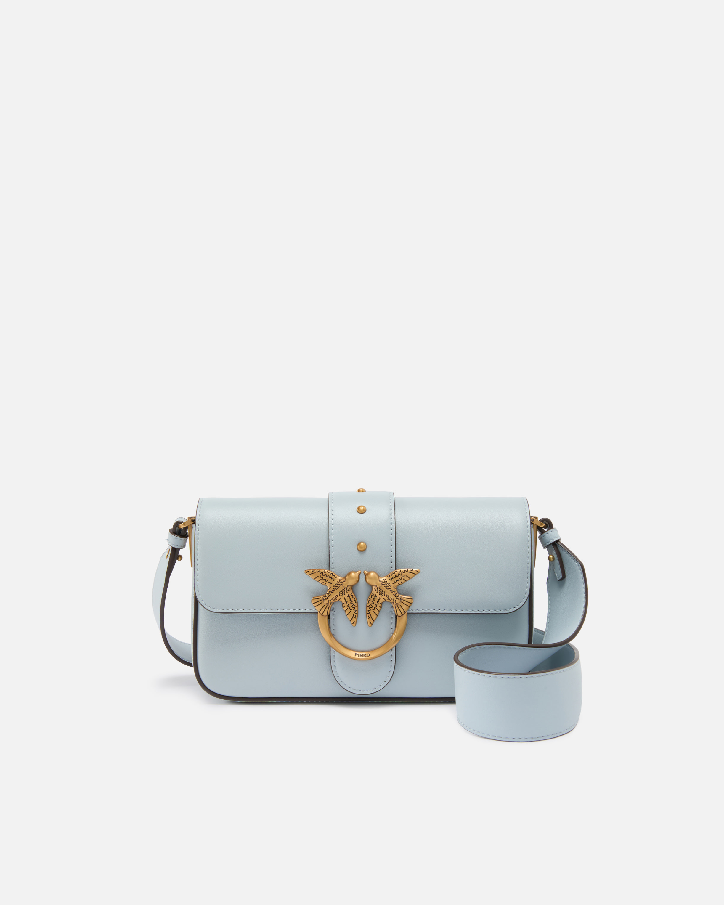 Sac à épaule souple mini love bag en cuir PINKO Bleu