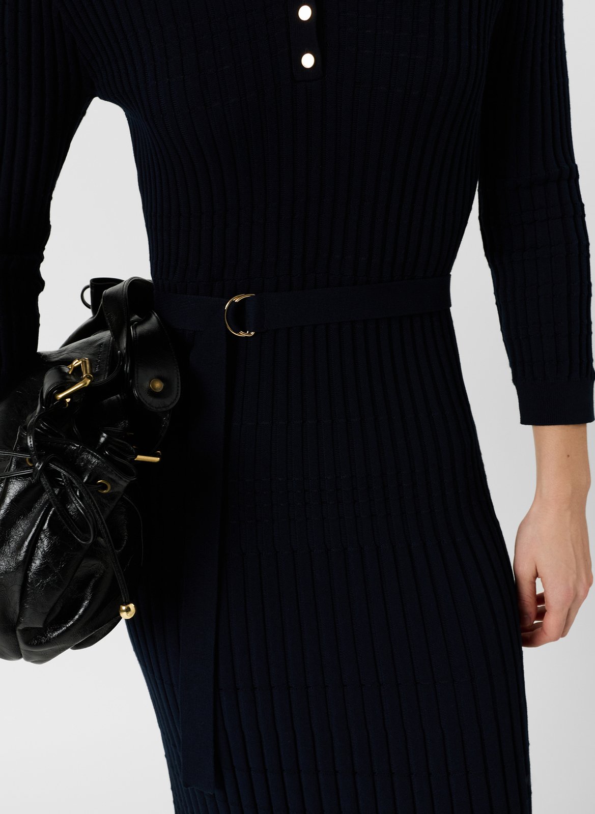 Robe midi ajustée col V en maille côtelée GERARD DAREL Bleu