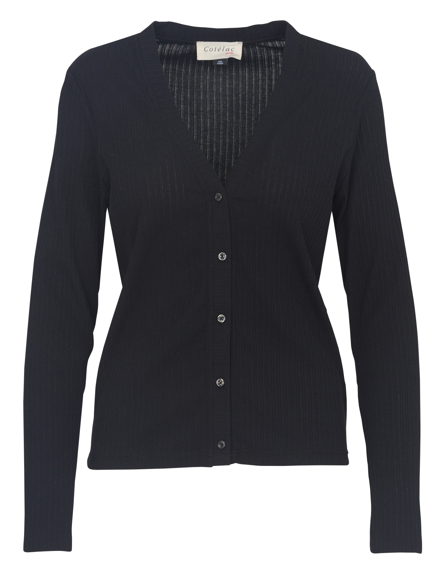 Gilet col v en coton mélangé ACOTE Noir