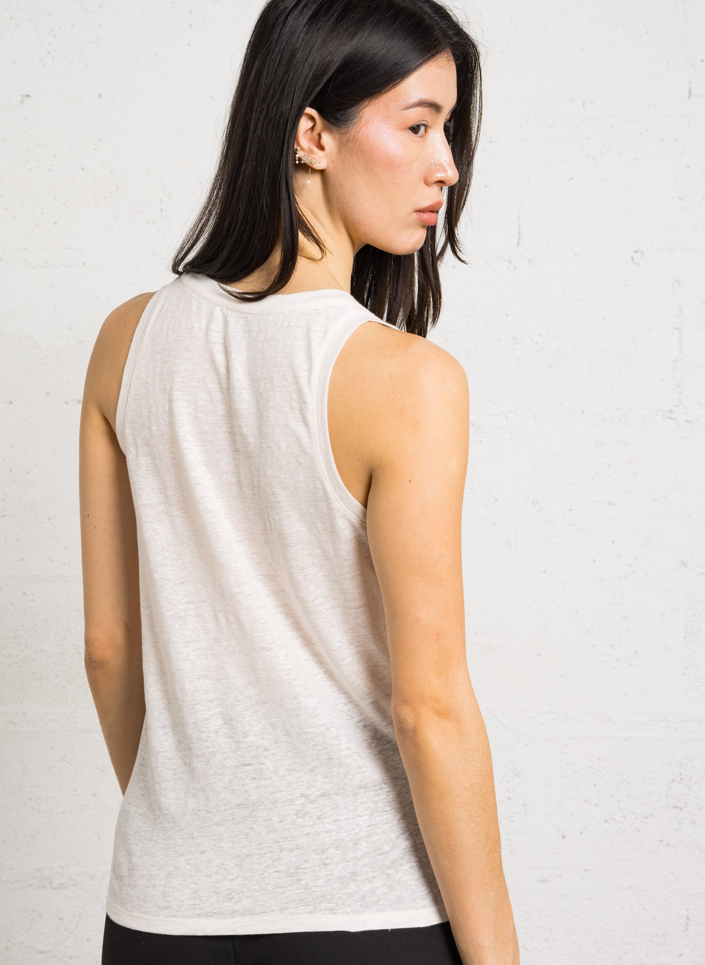 Round-neck linen-blend tank top MAJESTIC FILATURES Beige