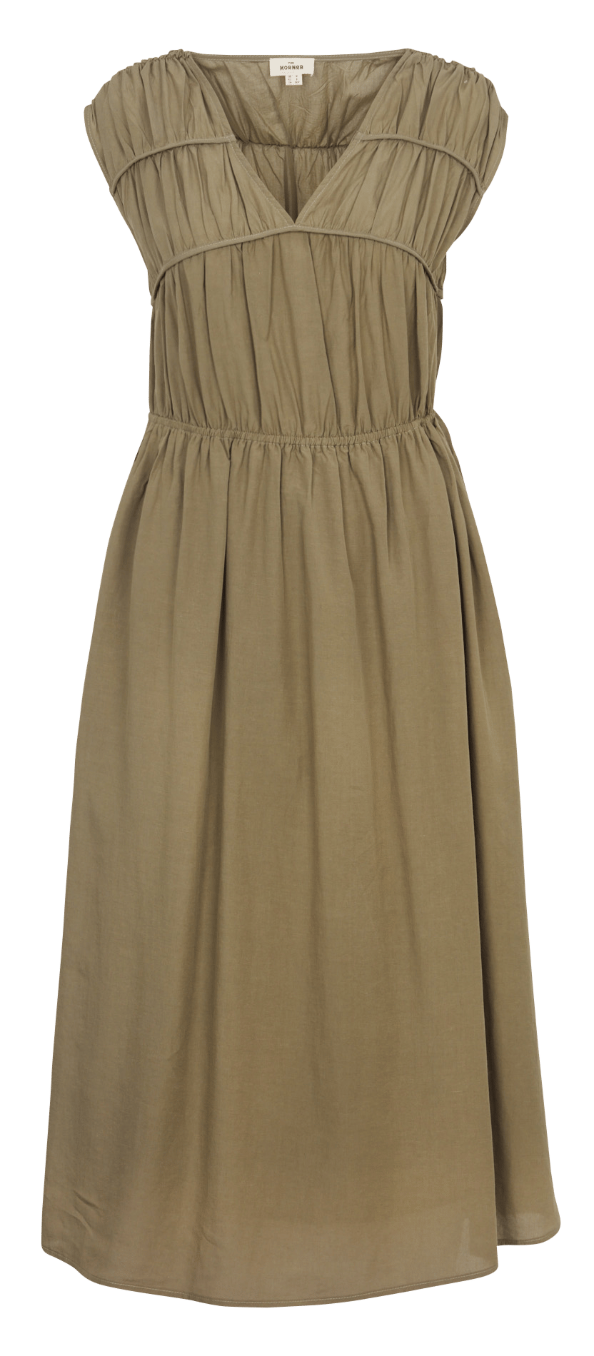 Langes Kleid mit V-Ausschnitt THE KORNER Khaki