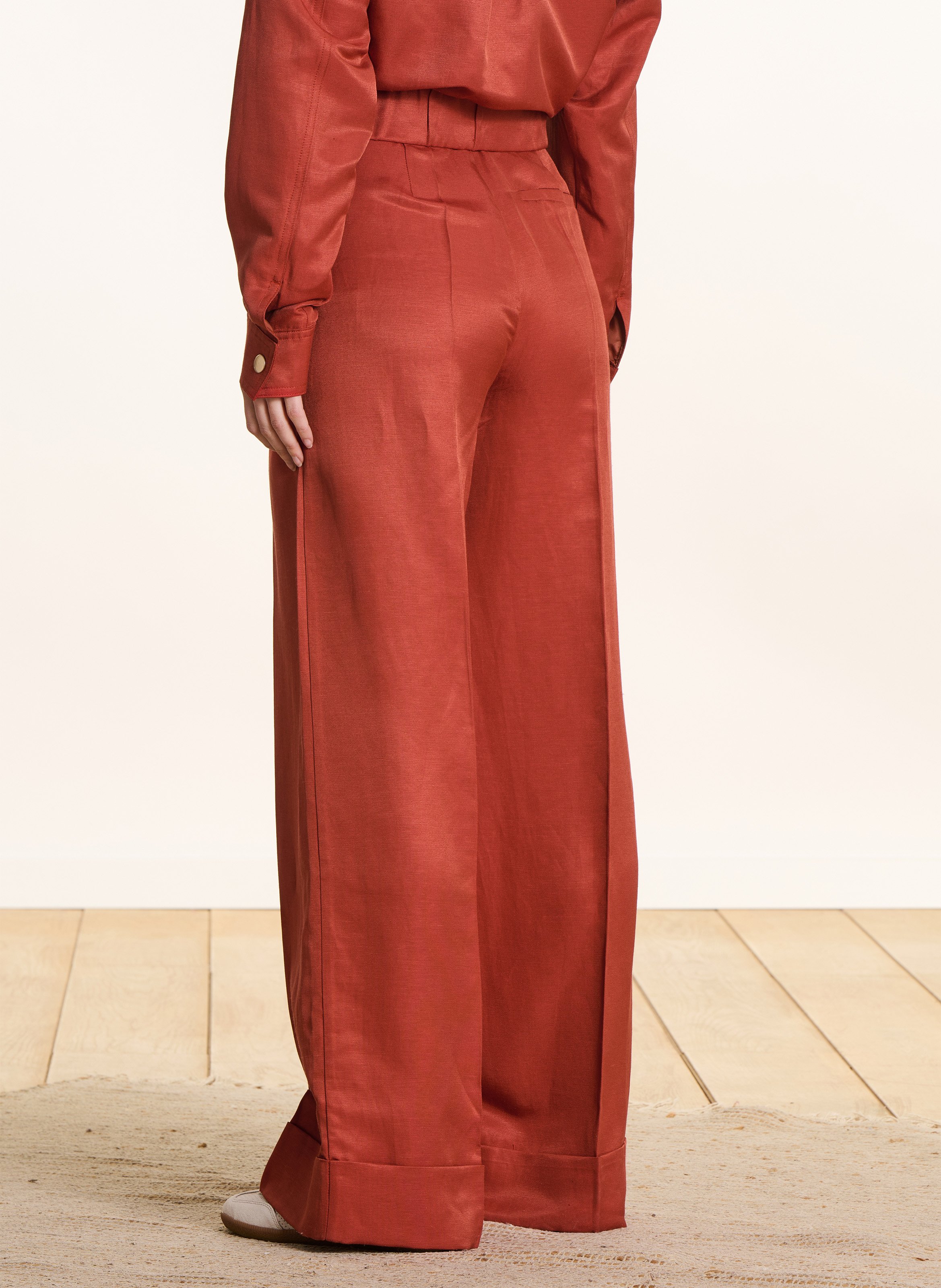 Wijde broek - linnenblend LA FEE MARABOUTEE Oranje