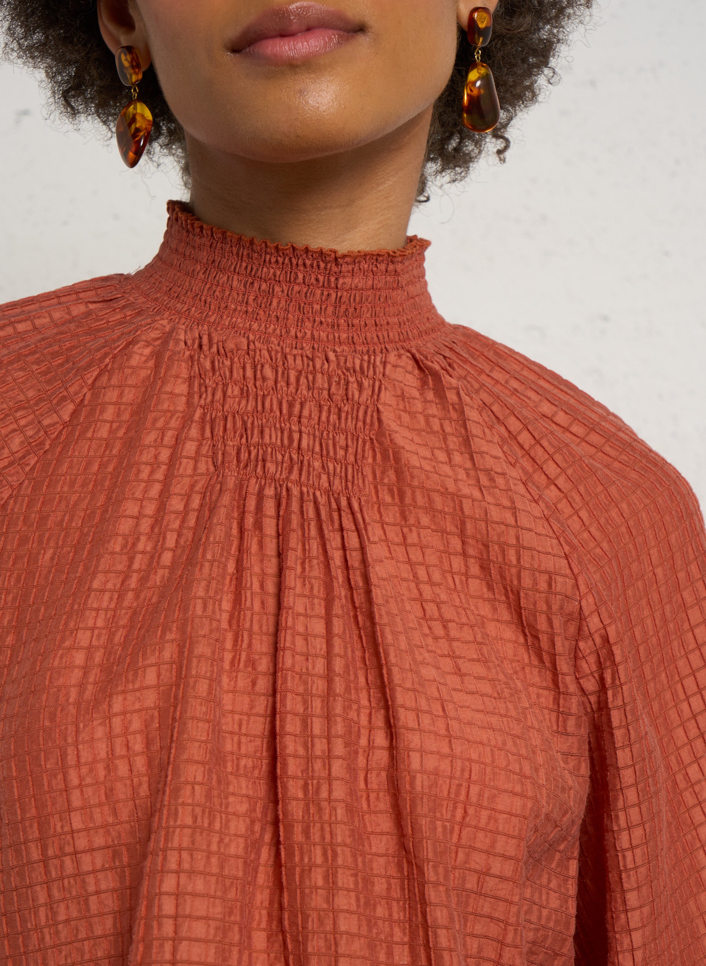 Langarm-Top mit elastischem Kragen PETITE MENDIGOTE Beige