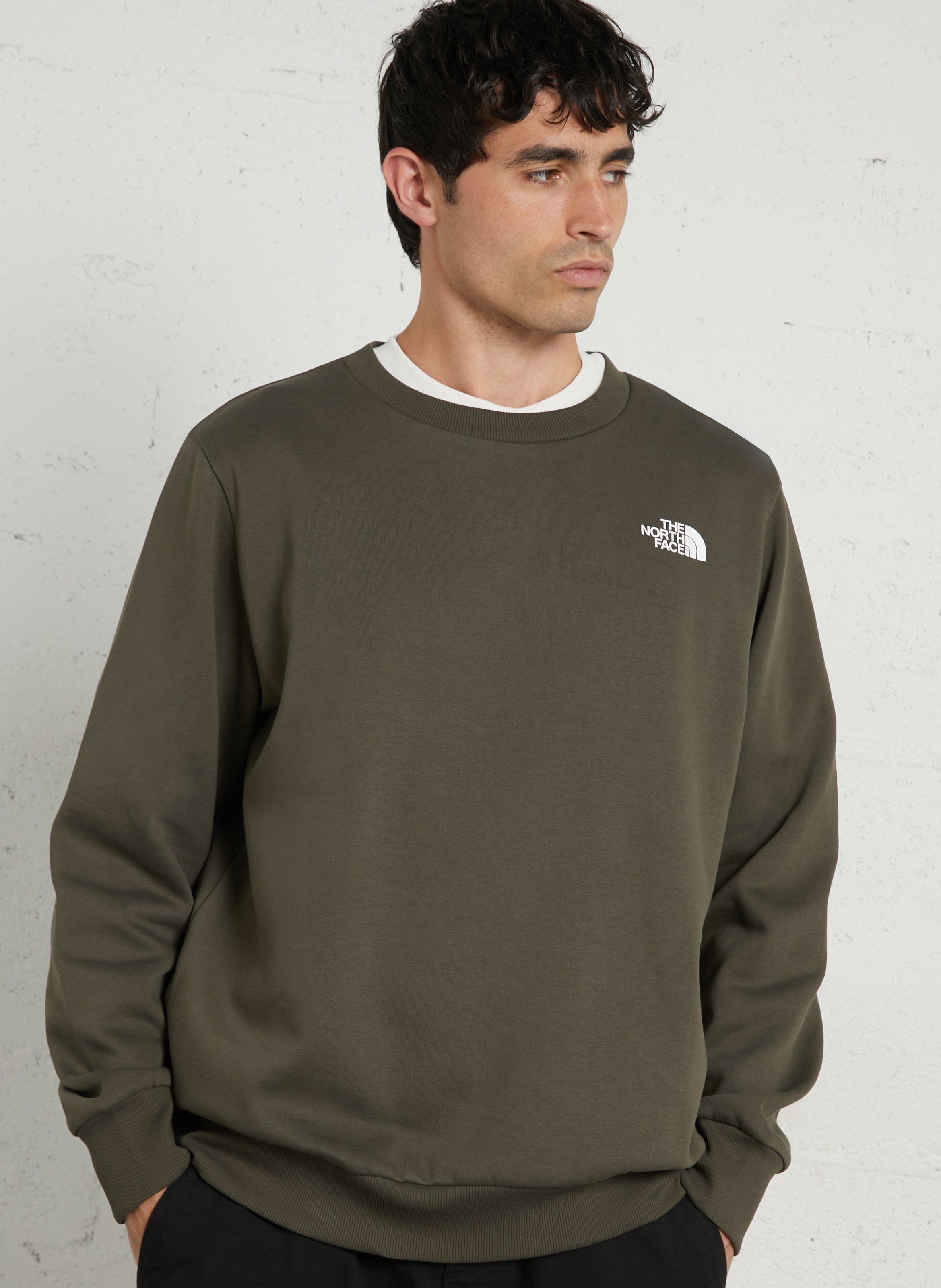 Sweat droit col rond sérigraphié en coton mélangé THE NORTH FACE Vert