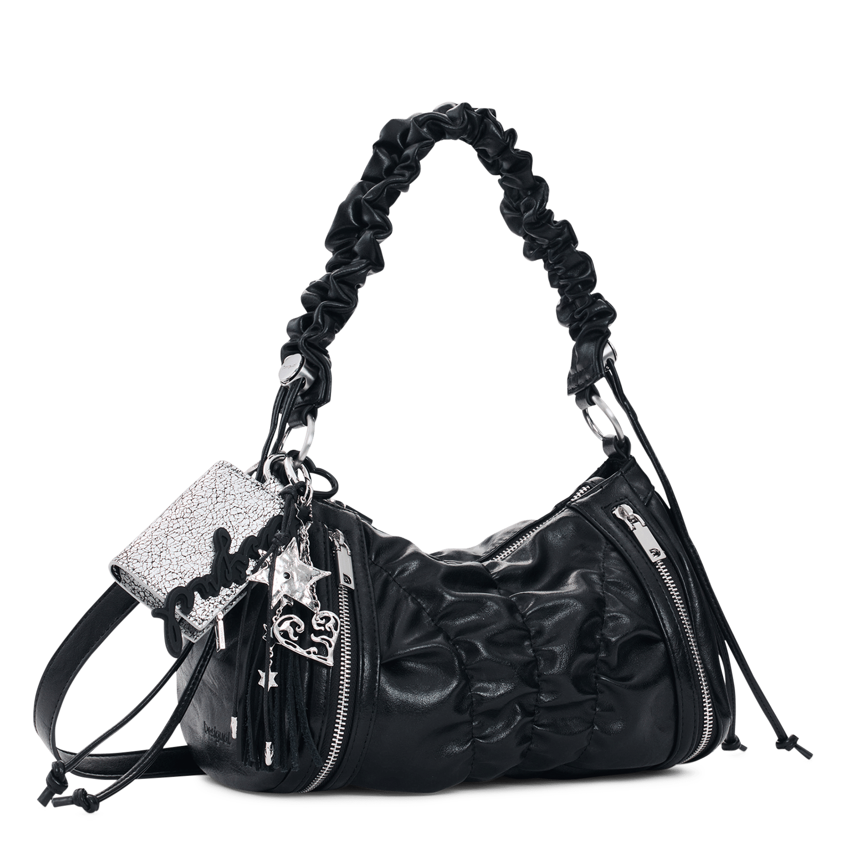 Sac zippé froncé à bandoulière DESIGUAL Noir