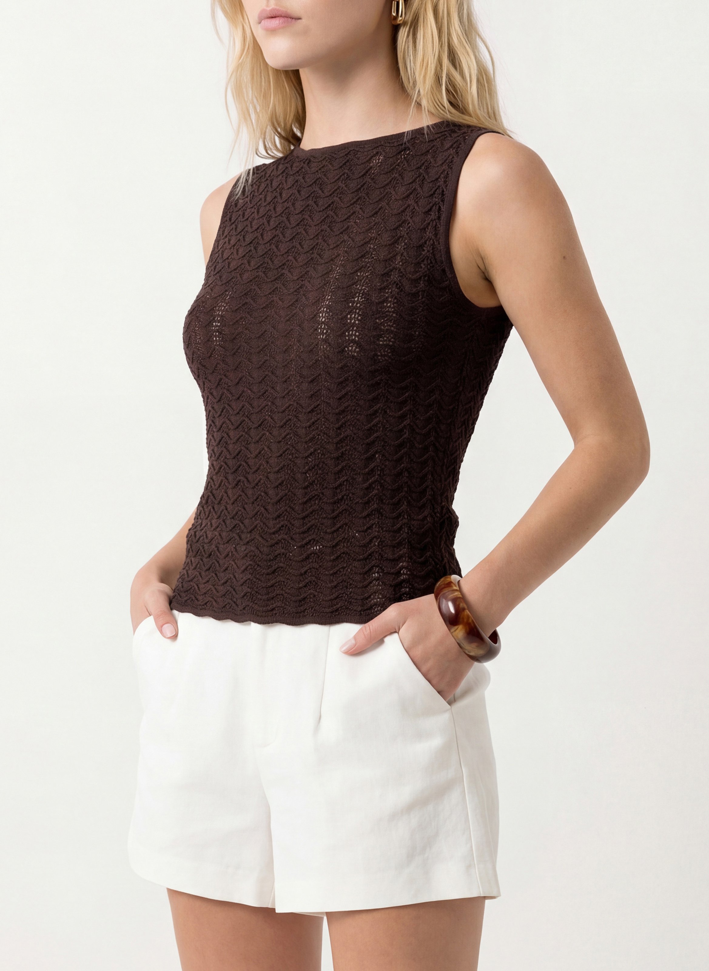 Rundhals-Top KOOKAI Braun