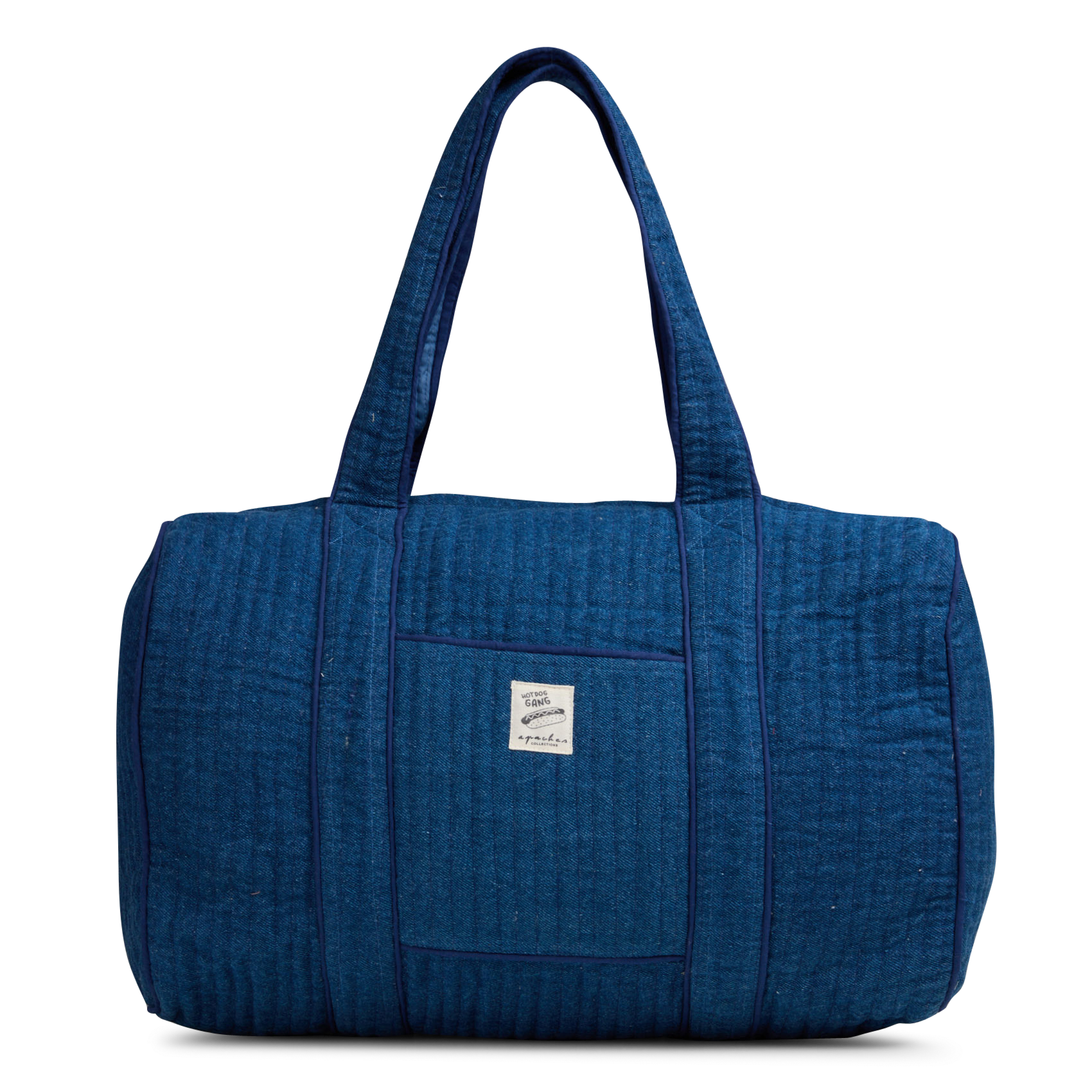Sac zippé denim en coton matelassé APACHES COLLECTIONS Bleu