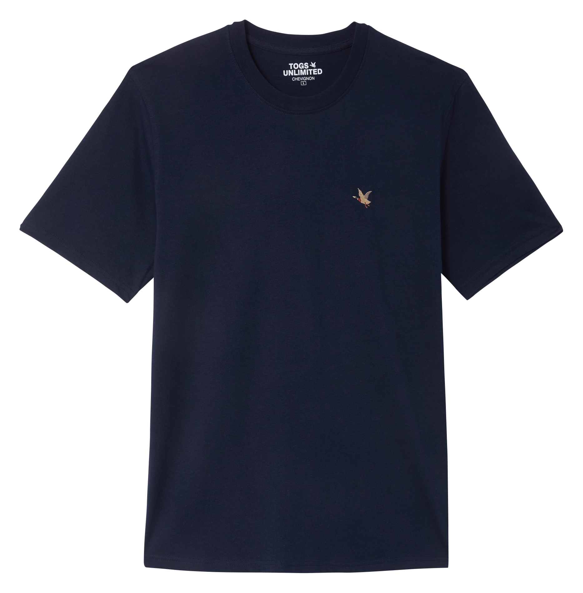 Tee-shirt droit col rond uni à logo brodé CHEVIGNON Bleu