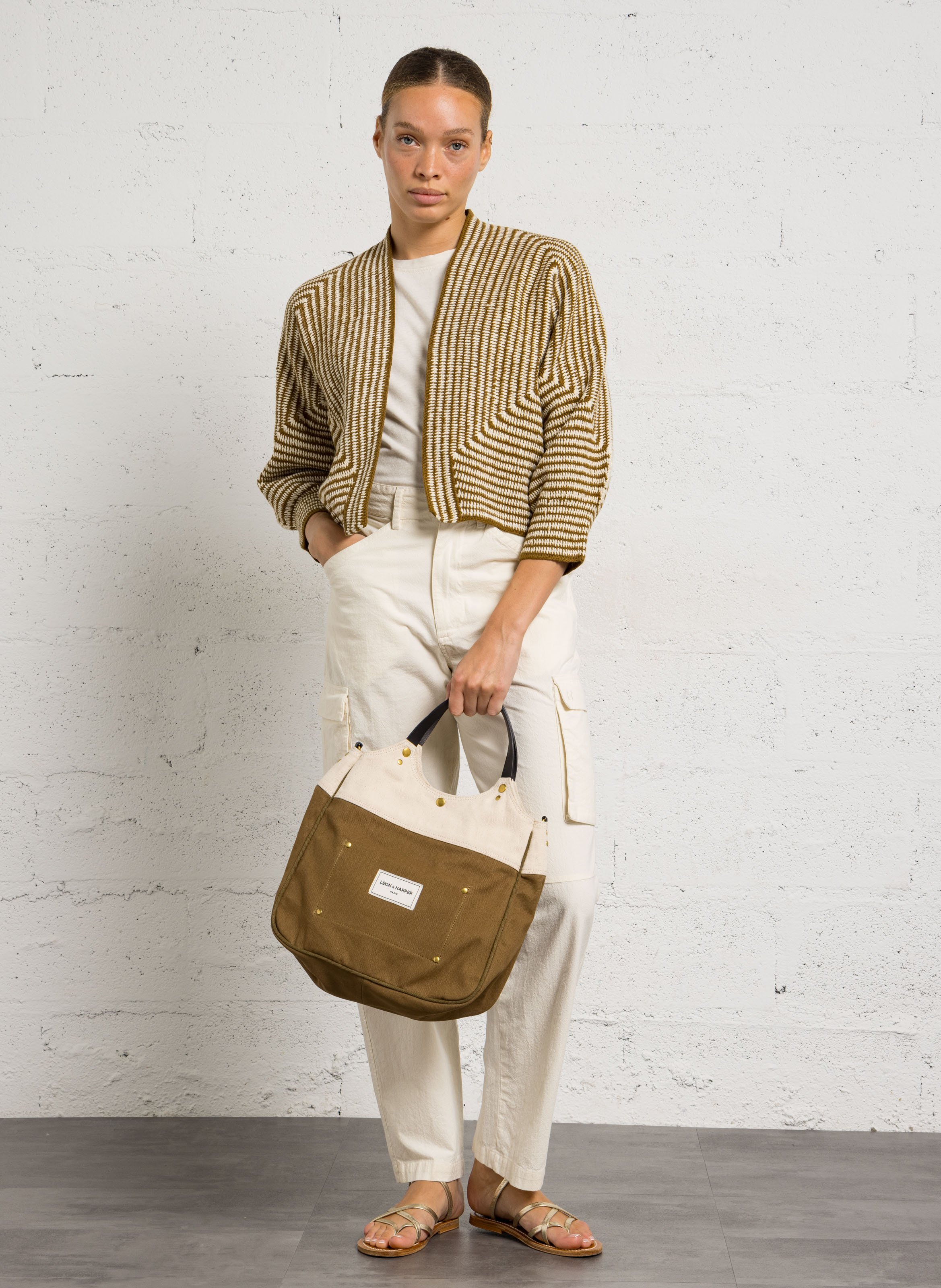 Sac cabas en coton LEON & HARPER Marron