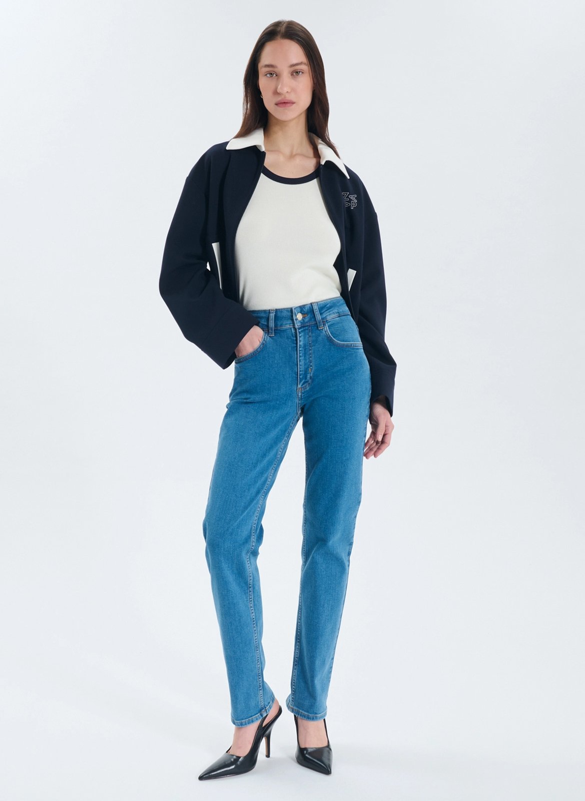 Jean droit en coton mélangé ZAPA Bleu