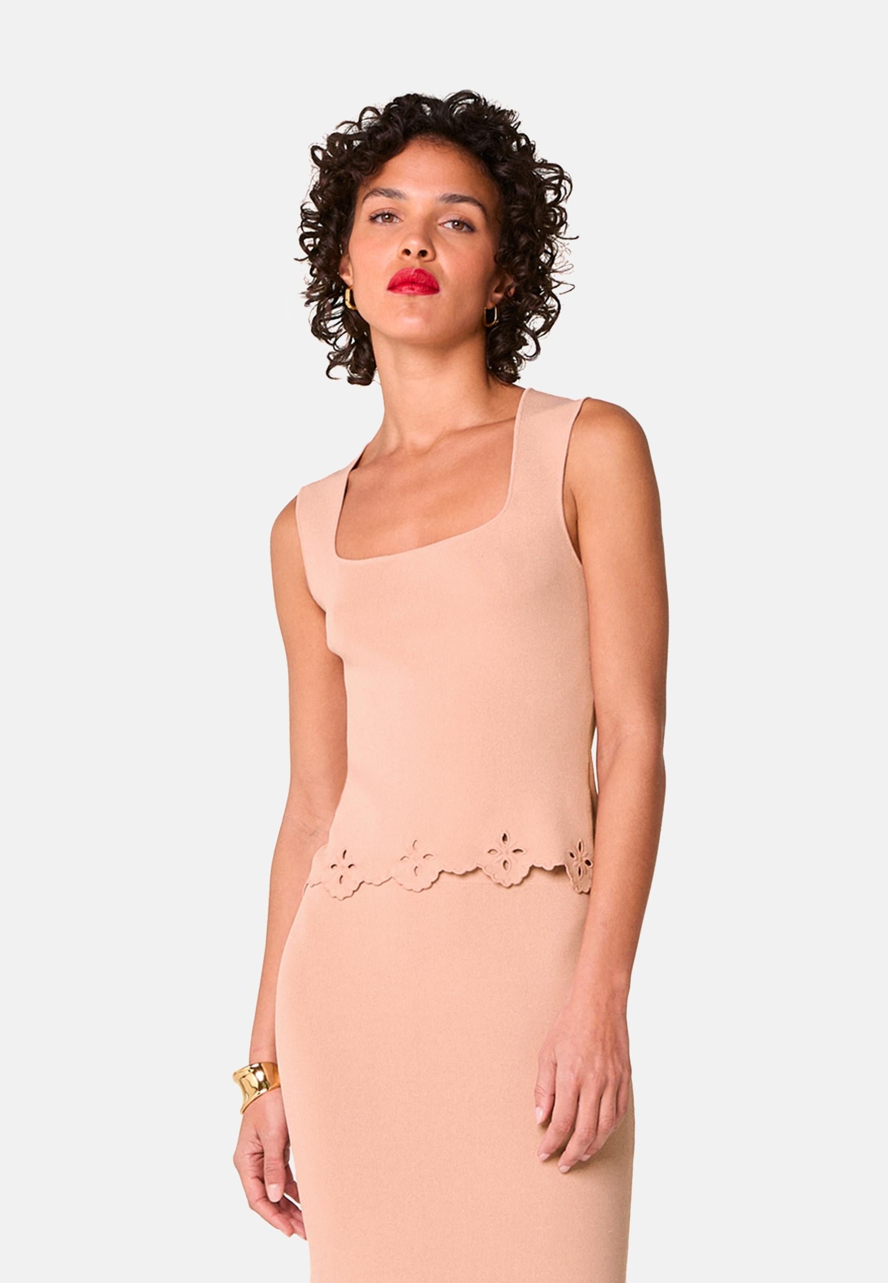Embroidered sleeveless top RODIER Pink