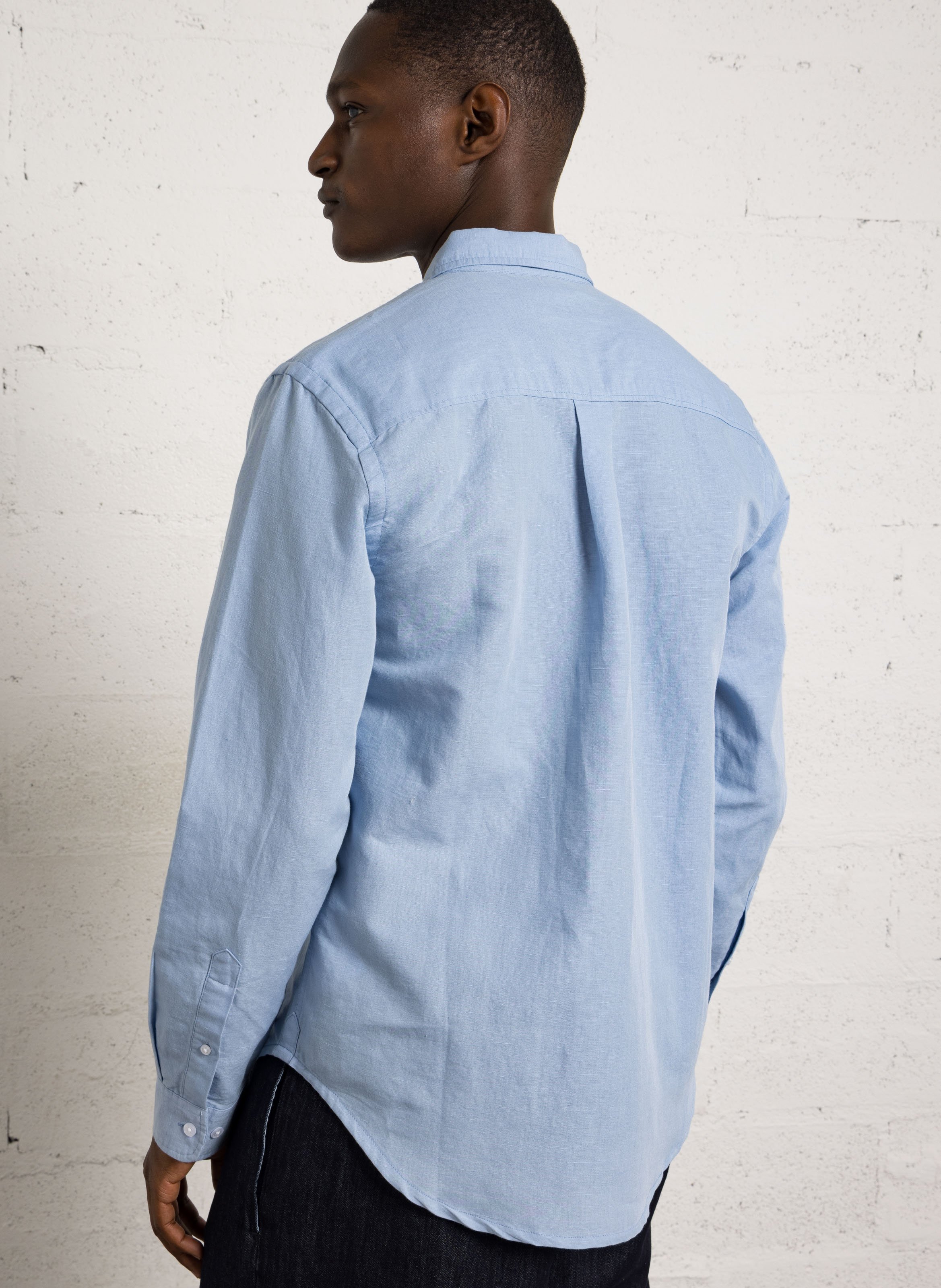 Chemise col classique en lin mélangé MINIMUM Bleu