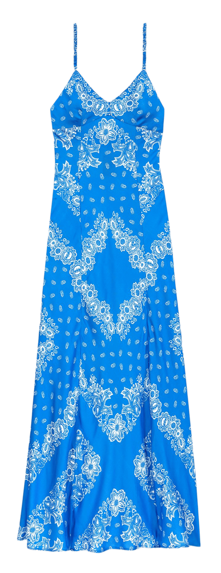 Robe longue col V imprimée MAJE Bleu