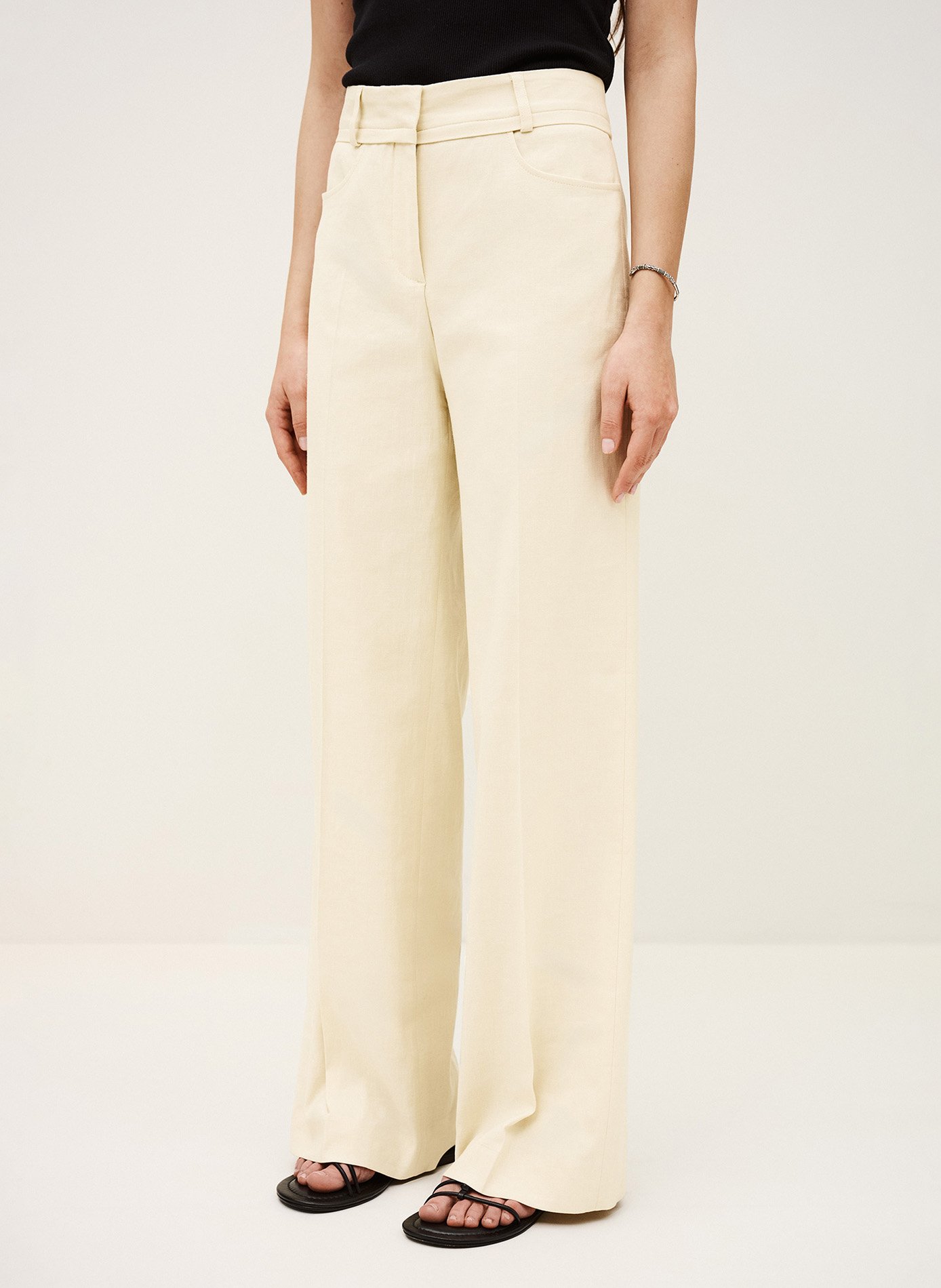 Pantalon large en lin mélangé BA&SH