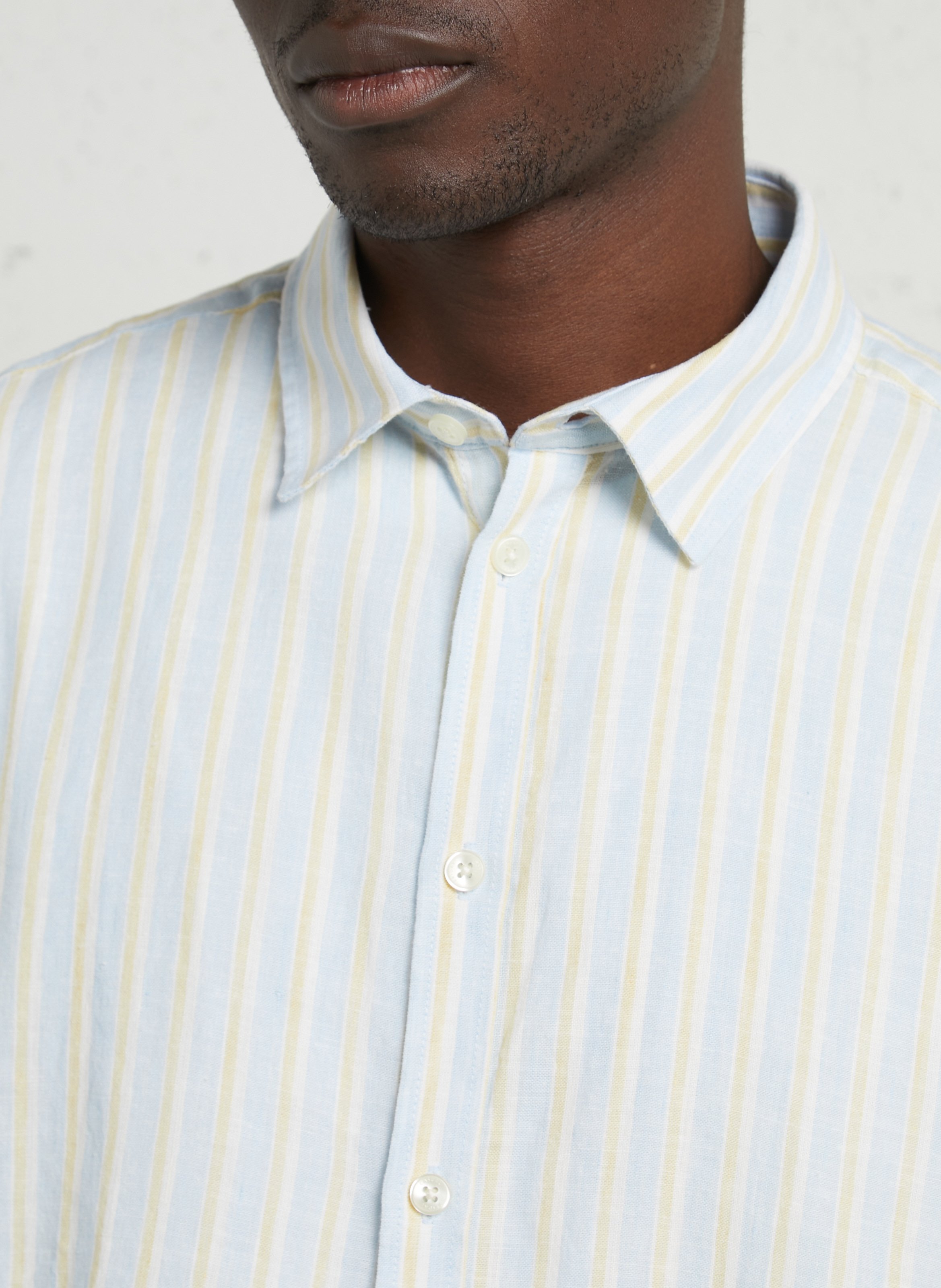 Linen-blend shirt with classic collar CASUAL FRIDAY Blue