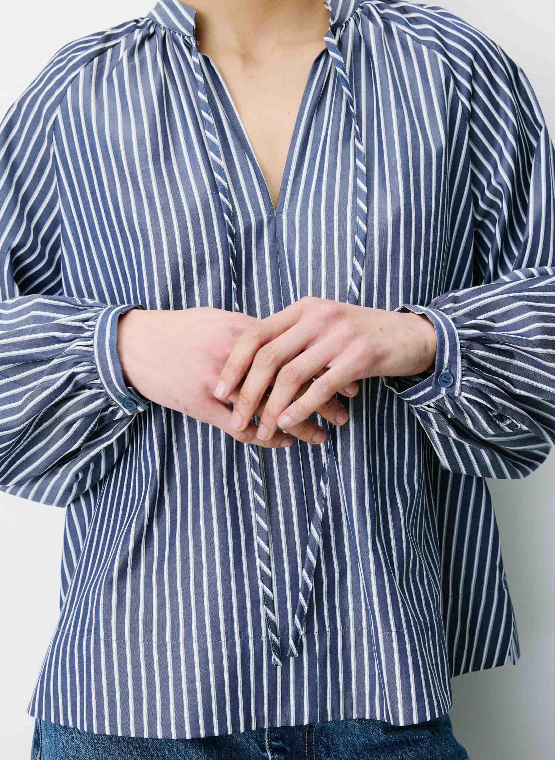 Oversized blouse met ronde hals en strepen GRACE ET MILA Blauw